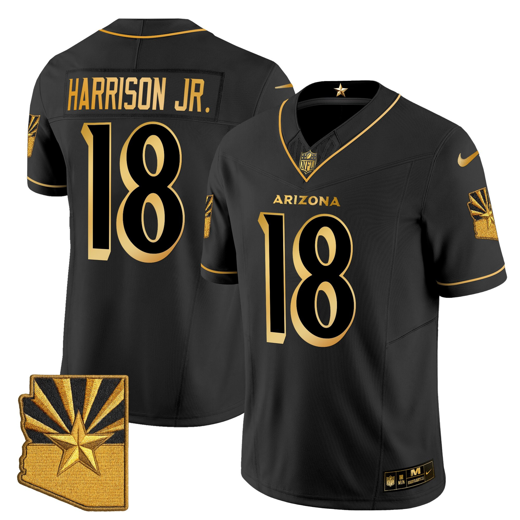 Marvin Harrison Jr. Men's Arizona Cardinals 2025 Rivalries Gold Vapor Limited Black Gold Jersey - All Stitched