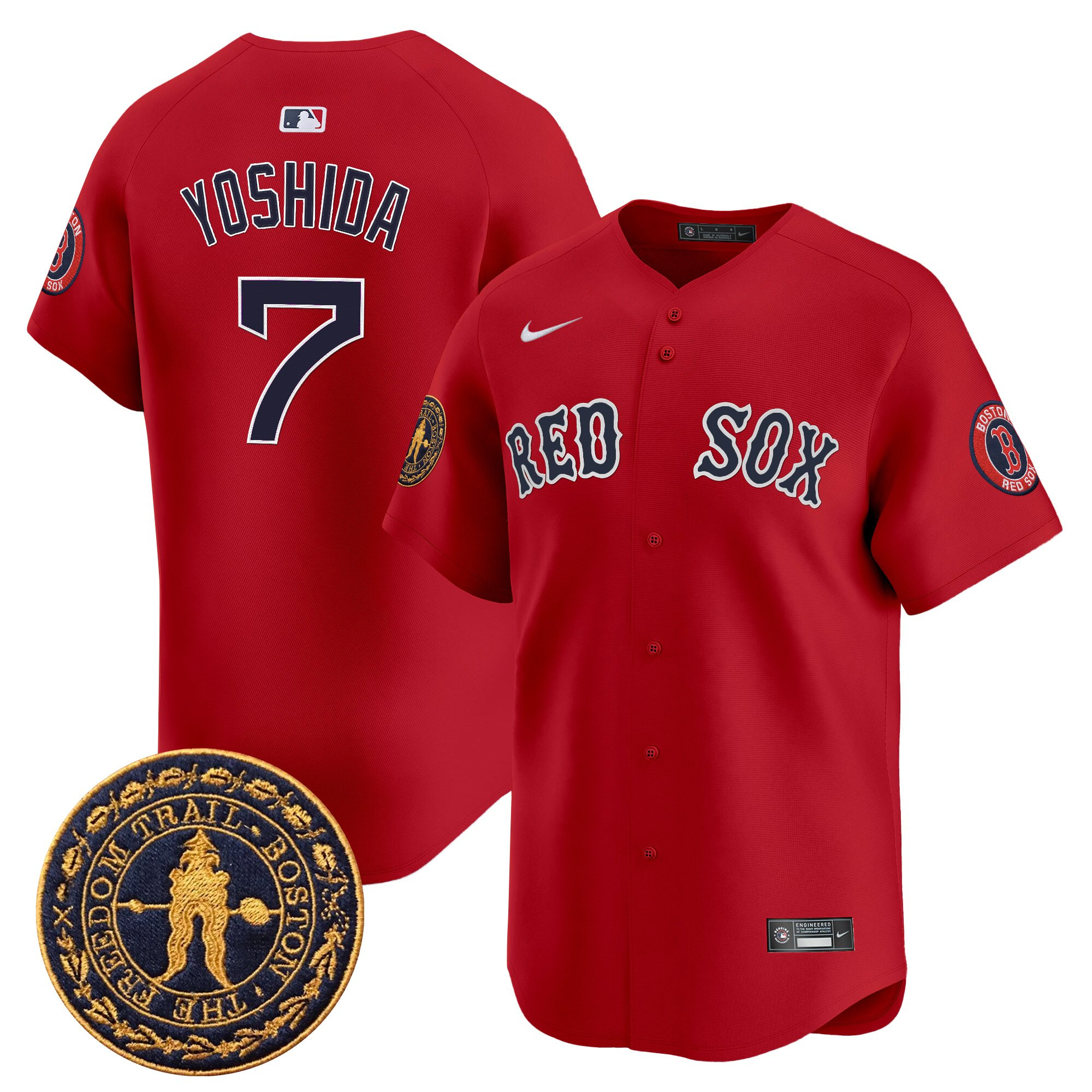 Masataka Yoshida Men's Boston Red Sox Freedom Trail Patch Vapor Premier Limited Red Jersey - All Stitched