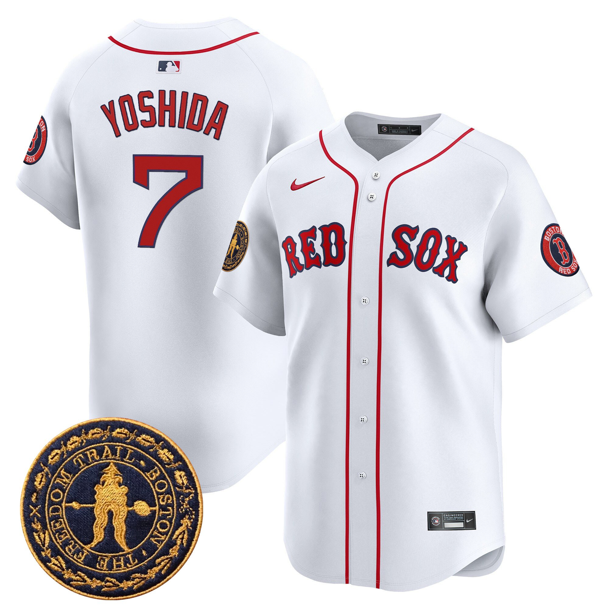 Masataka Yoshida Men's Boston Red Sox Freedom Trail Patch Vapor Premier Limited White Jersey - All Stitched