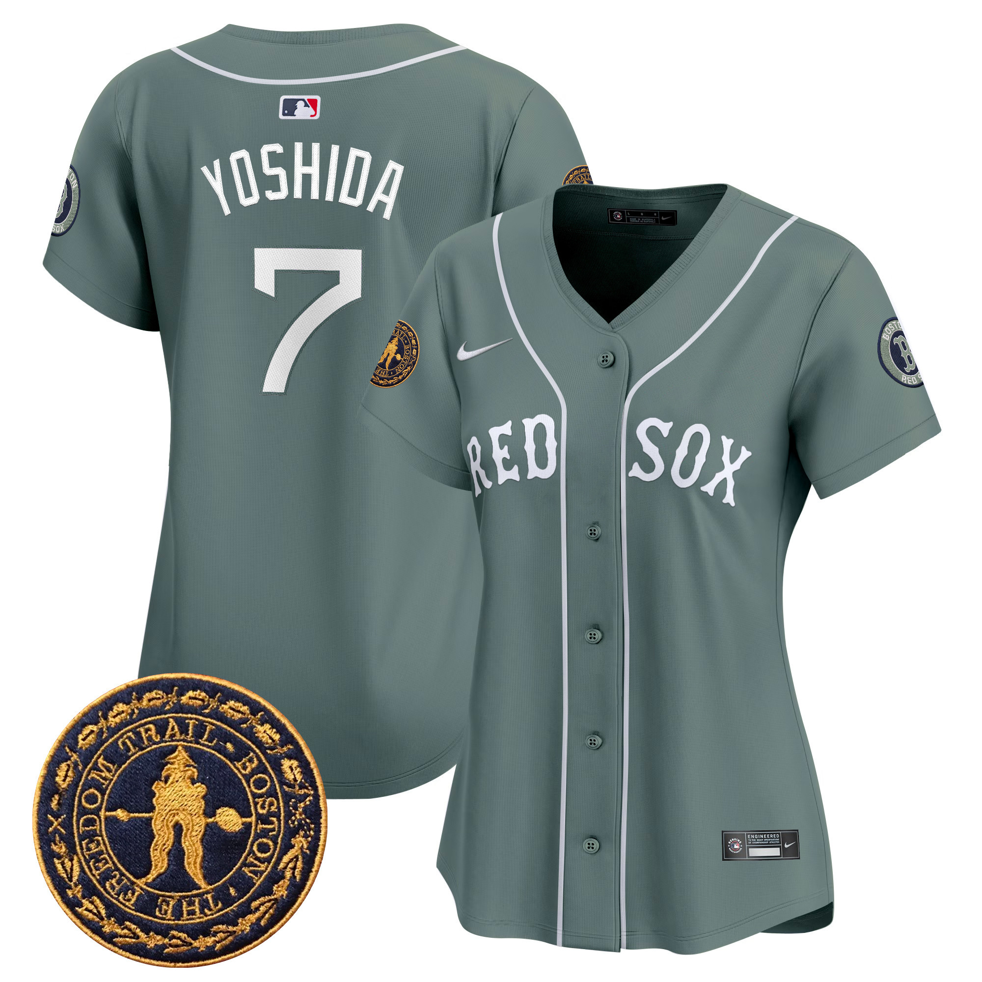 Masataka Yoshida Women's Boston Red Sox Freedom Trail Patch Vapor Premier Limited Green Jersey - All Stitched