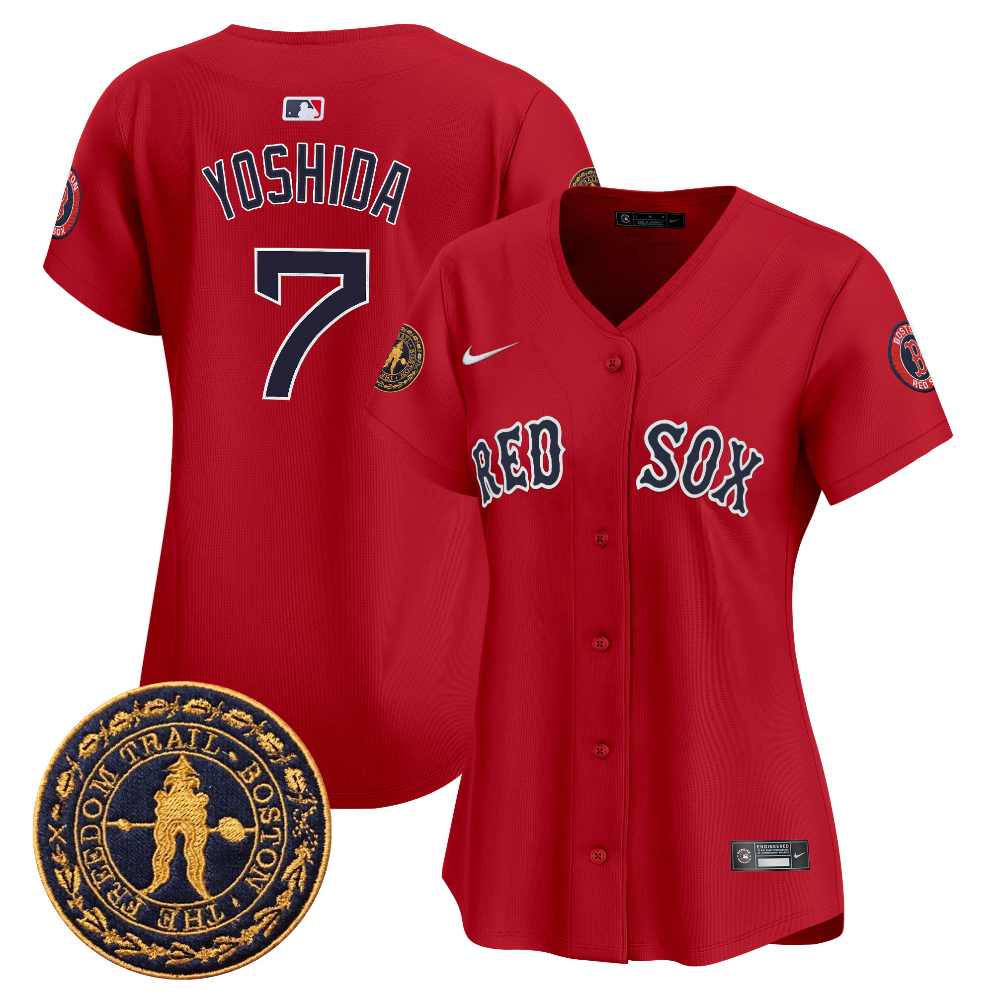Masataka Yoshida Women's Boston Red Sox Freedom Trail Patch Vapor Premier Limited Red Jersey - All Stitched