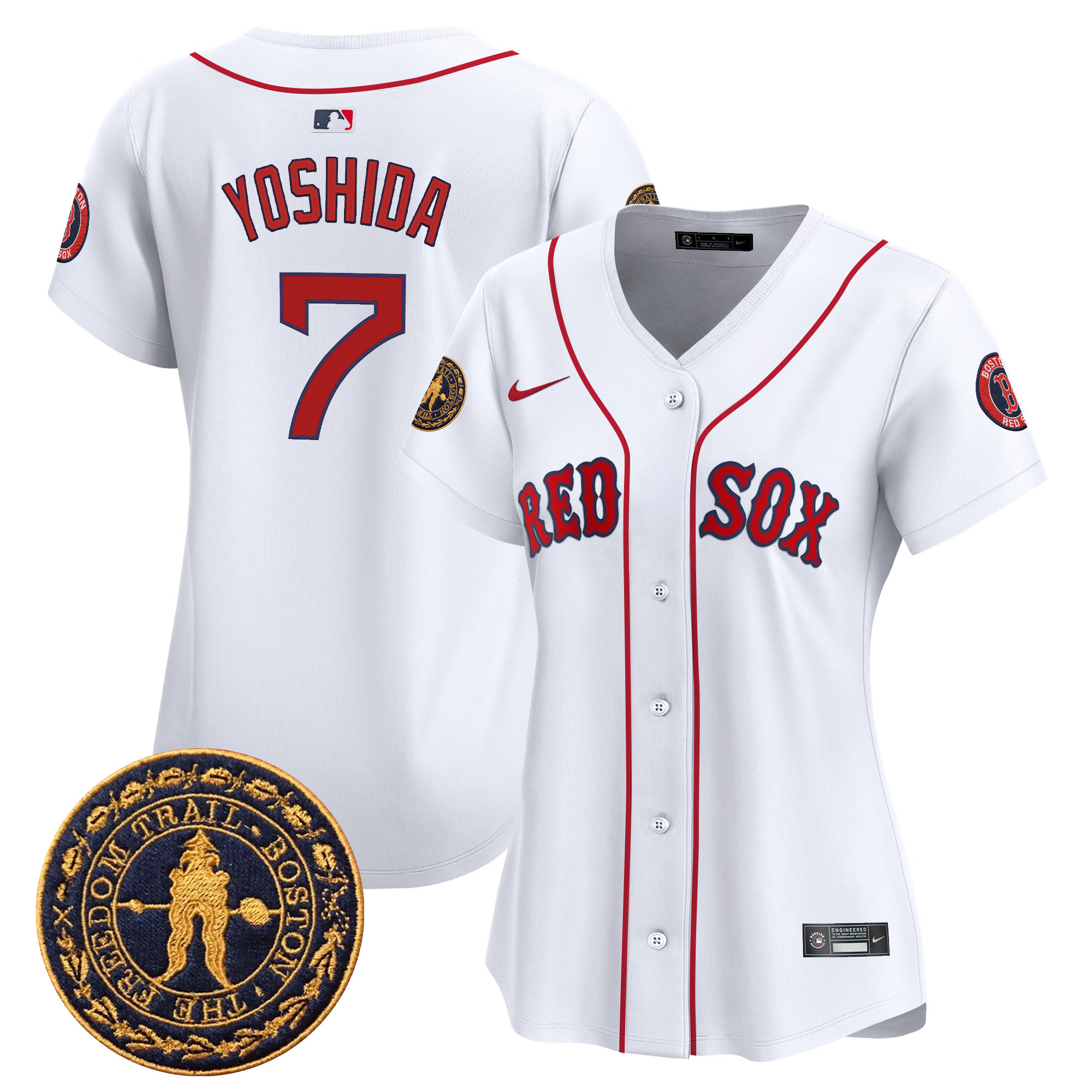 Masataka Yoshida Women's Boston Red Sox Freedom Trail Patch Vapor Premier Limited White Jersey - All Stitched