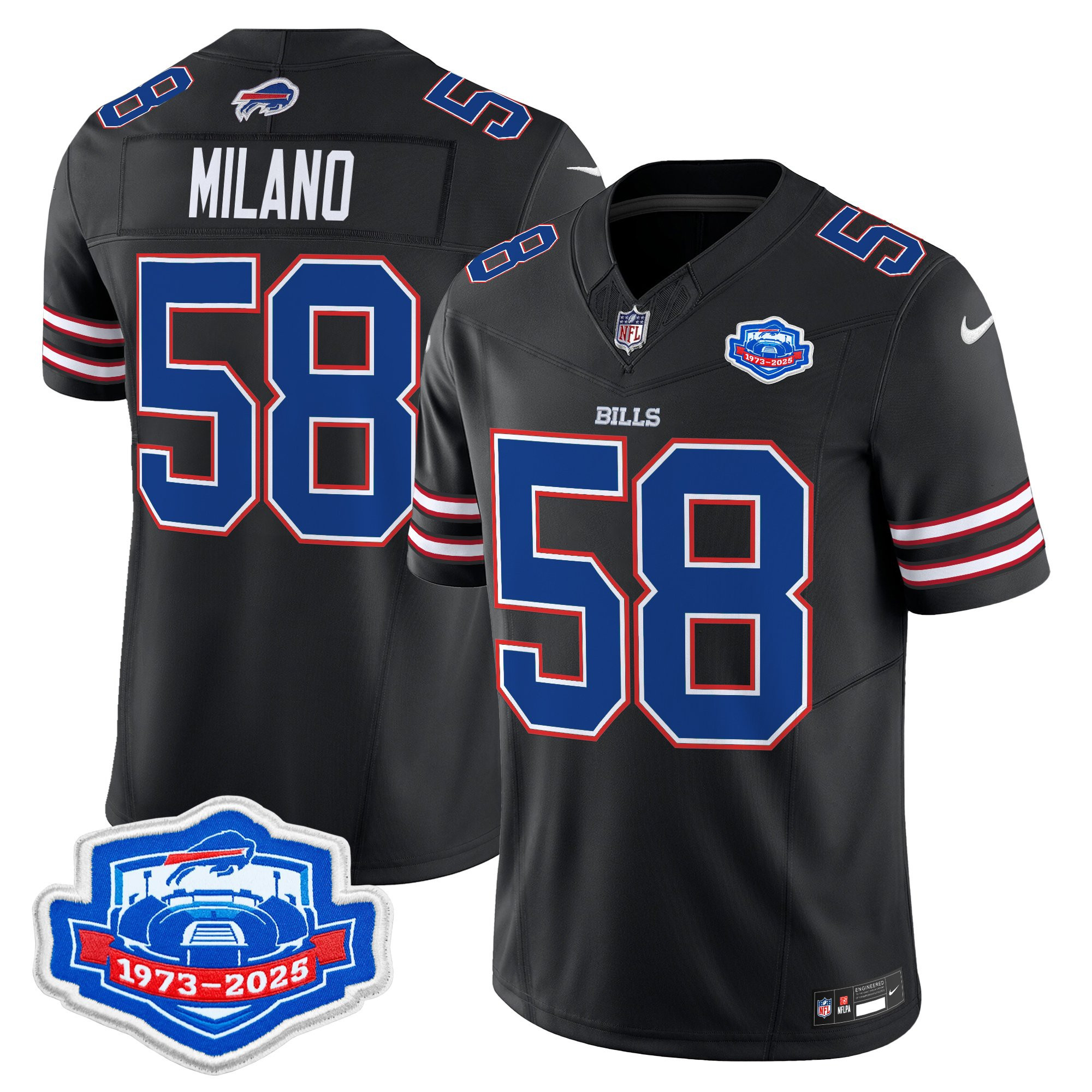 Matt Milano Men's Buffalo Bills 2025 Farewell Season Patch Vapor Limited Black Jersey - All Stitched