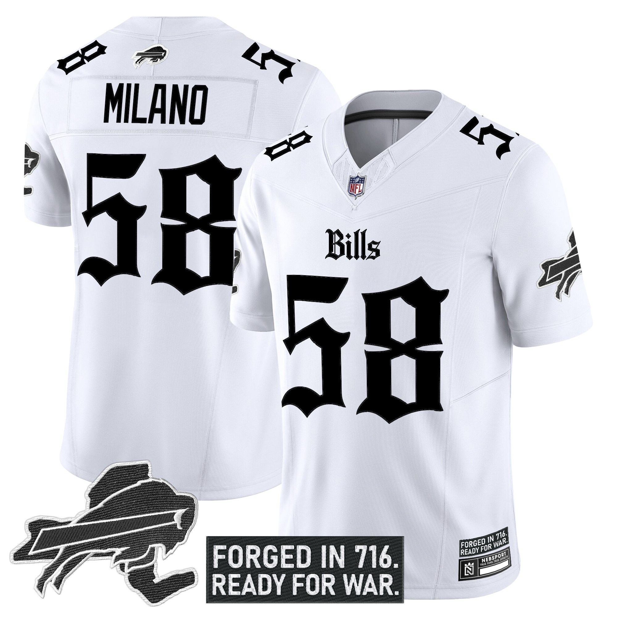 Matt Milano Men's Buffalo Bills Gothic Cold Front Edition Vapor Limited White Jersey - All Stitched