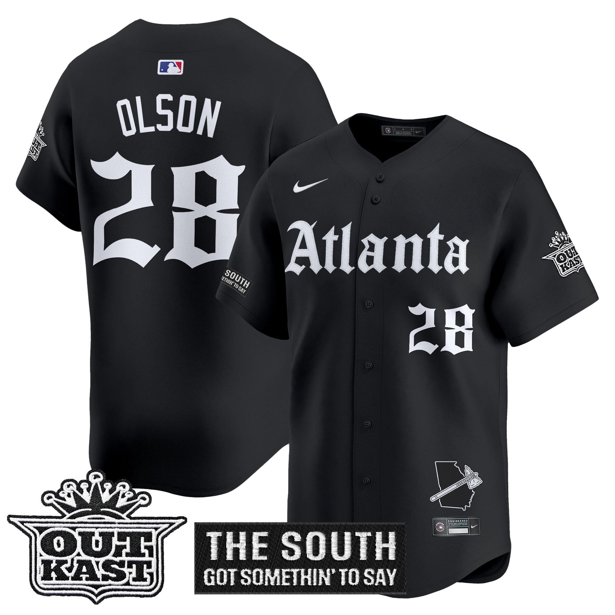 Matt Olson Men's Atlanta Braves Gothic South x Outkast Edition Vapor Premier Limited Black Jersey - All Stitched