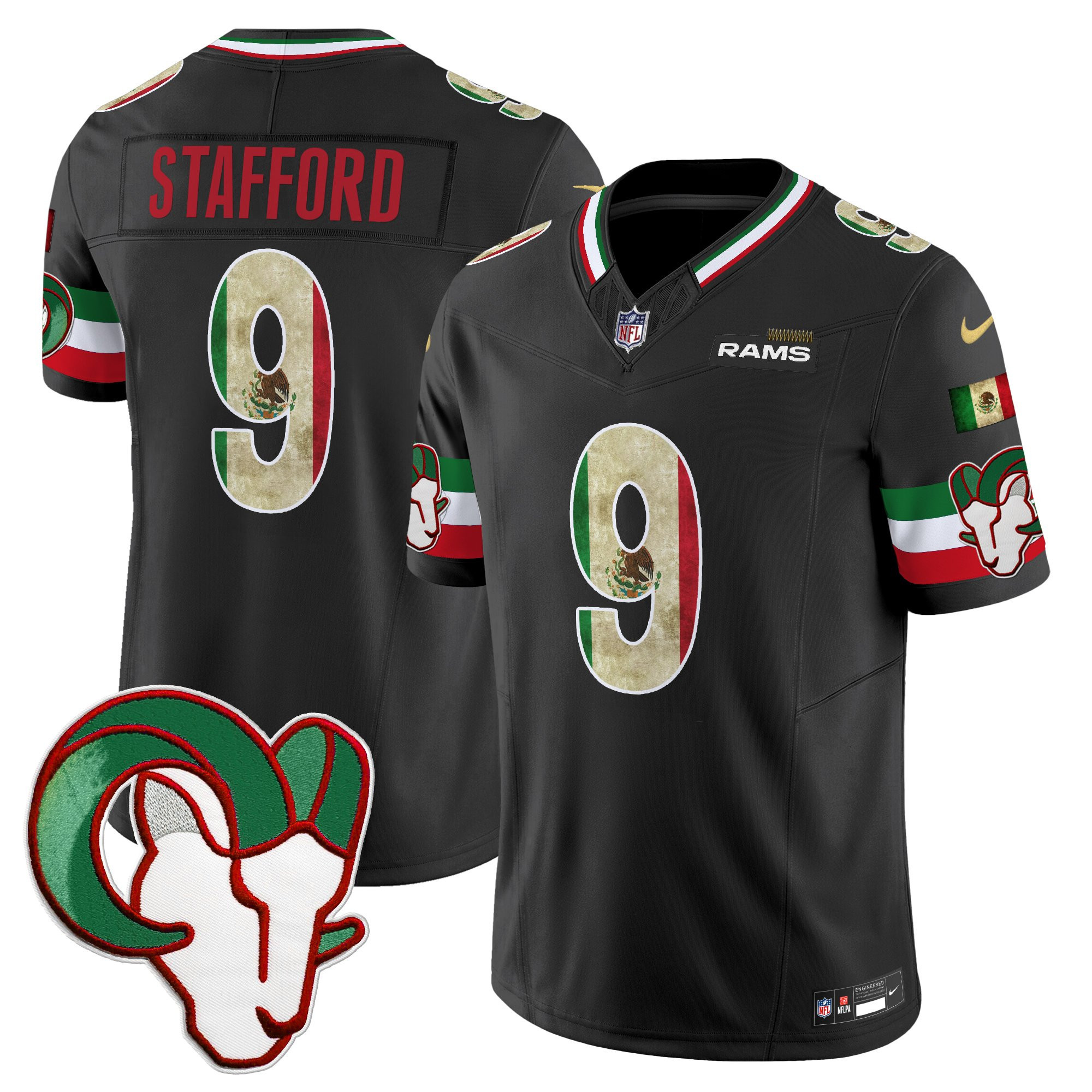 Matthew Stafford Men's Los Angeles Rams 2025 Mexico Vapor Limited Black Jersey - All Stitched