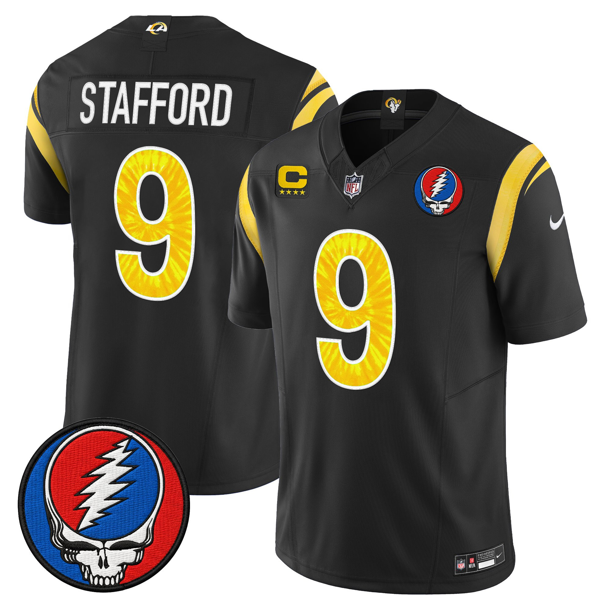 Matthew Stafford Men's Los Angeles Rams x Grateful Dead Vapor Limited Black Jersey - All Stitched