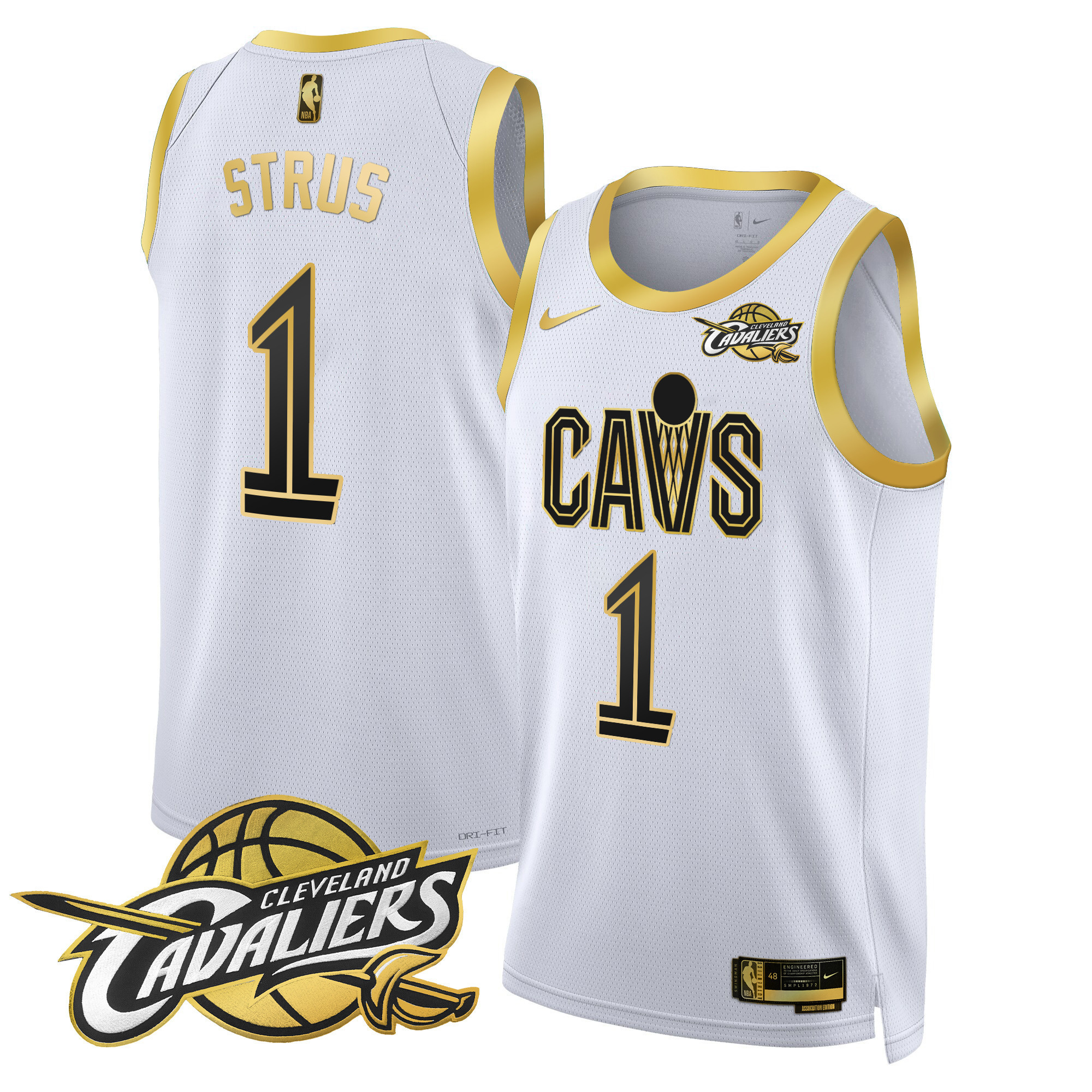 Max Strus Men's Cleveland Cavaliers Swingman White Gold Jersey V2 - All Stitched
