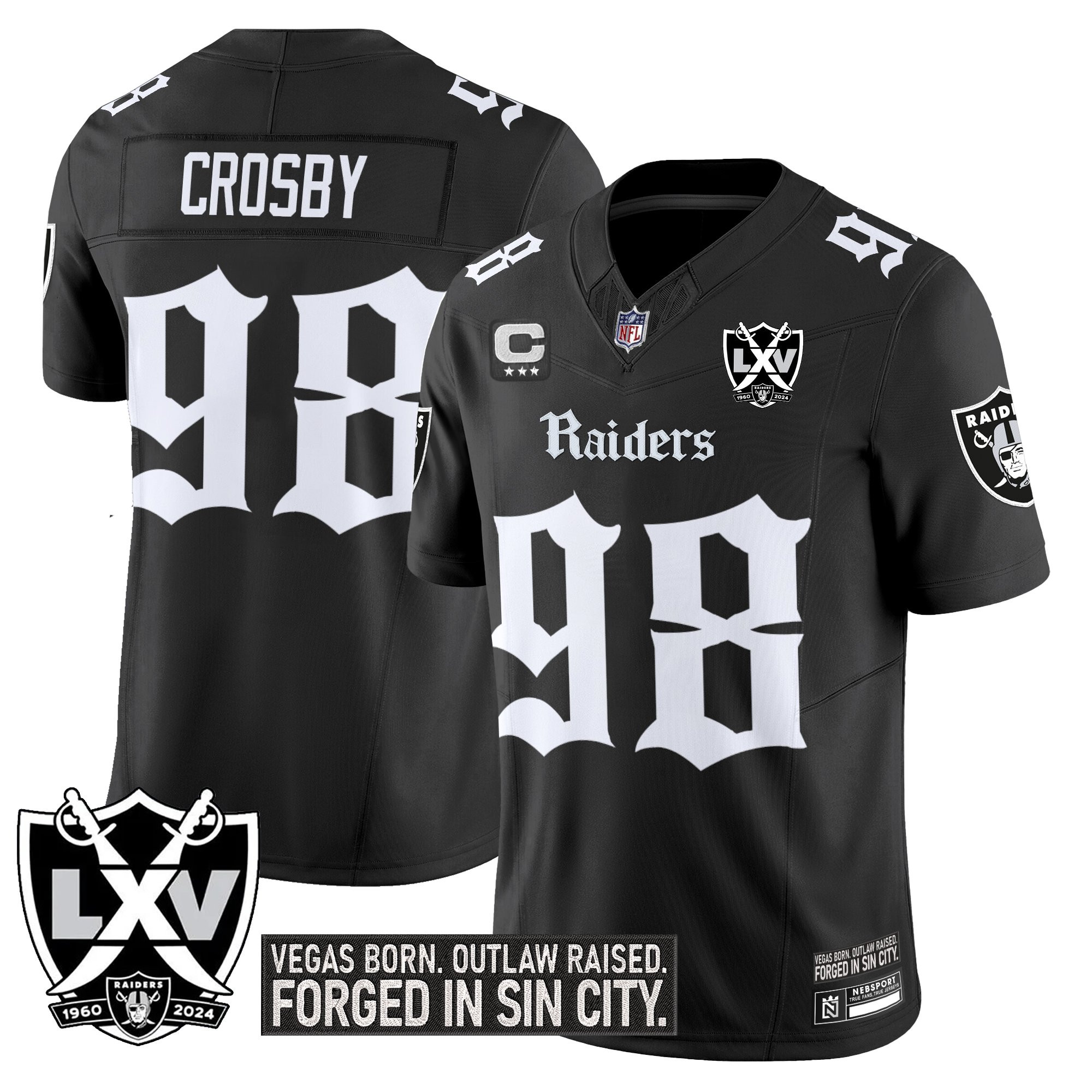Maxx Crosby Men's Las Vegas Raiders Gothic Sin City Shadows Edition Vapor Limited Black Jersey - All Stitched