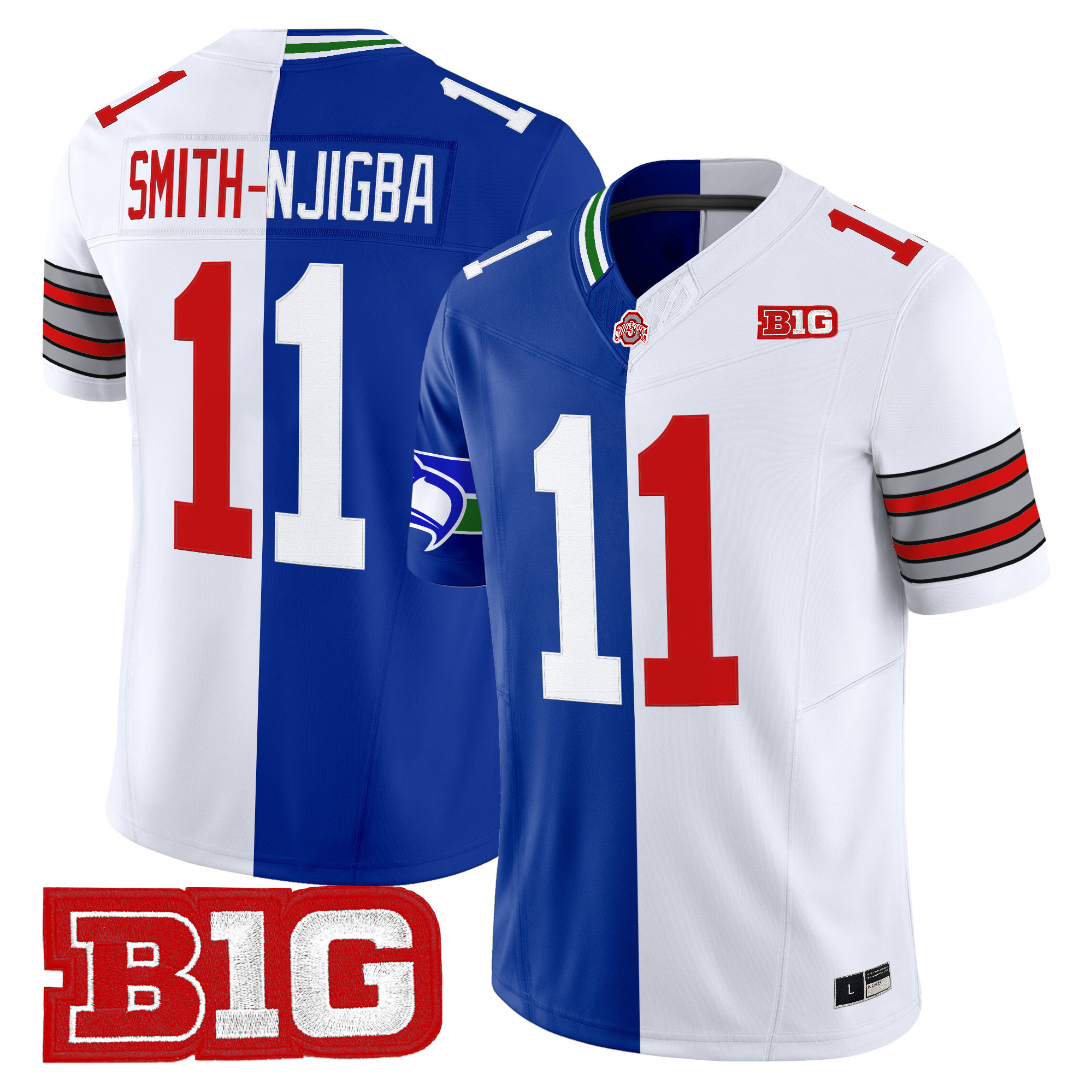 Men's #11 Jaxon Smith-Njigba Seattle Seahawks Split Vapor Limited Royal-White Jersey - All Stitched