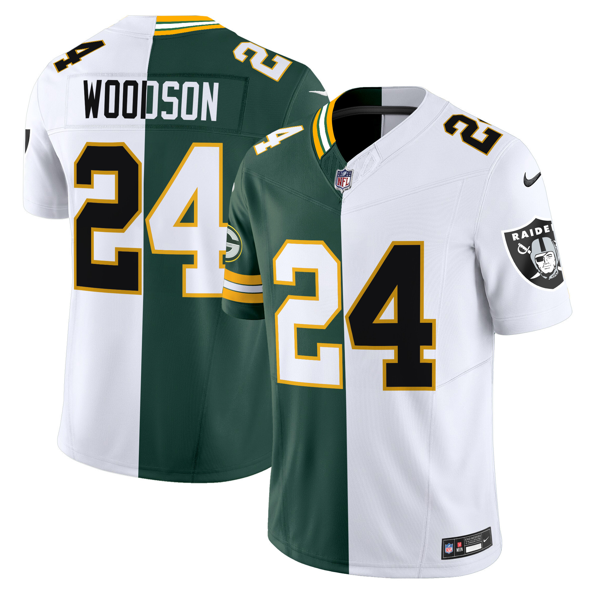Men's #24 Raiders - Packers Charles Woodson Green Bay Packers Split Vapor Limited Jersey - All Stitched