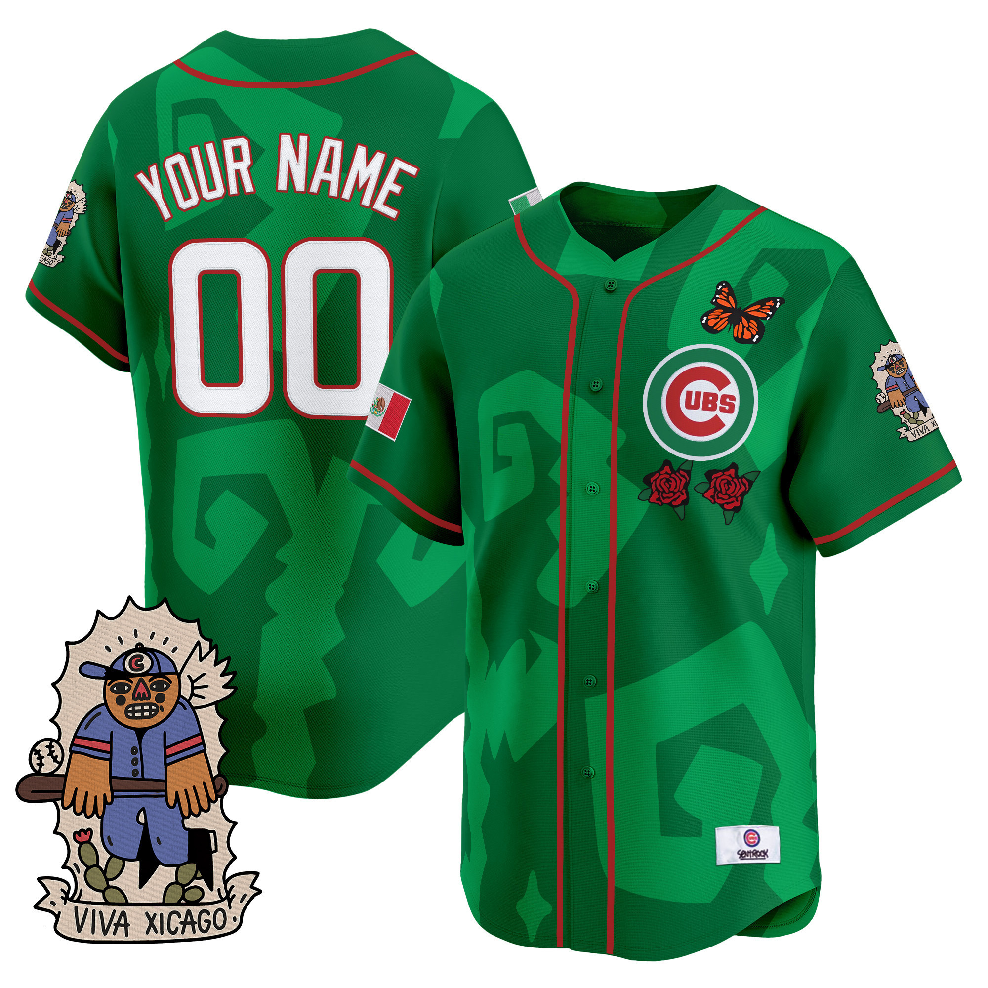Men's 2025 Chicago Cubs Mexican Heritage Vapor Premier Limited Custom Green Jersey - Stitched