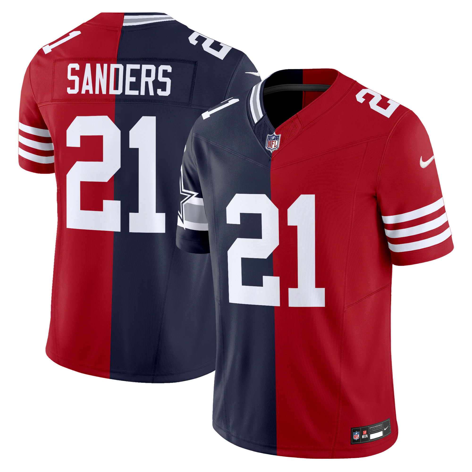 Men's 49ers - Cowboys Deion Sanders Dallas Cowboys Split Vapor Limited Jersey - All Stitched