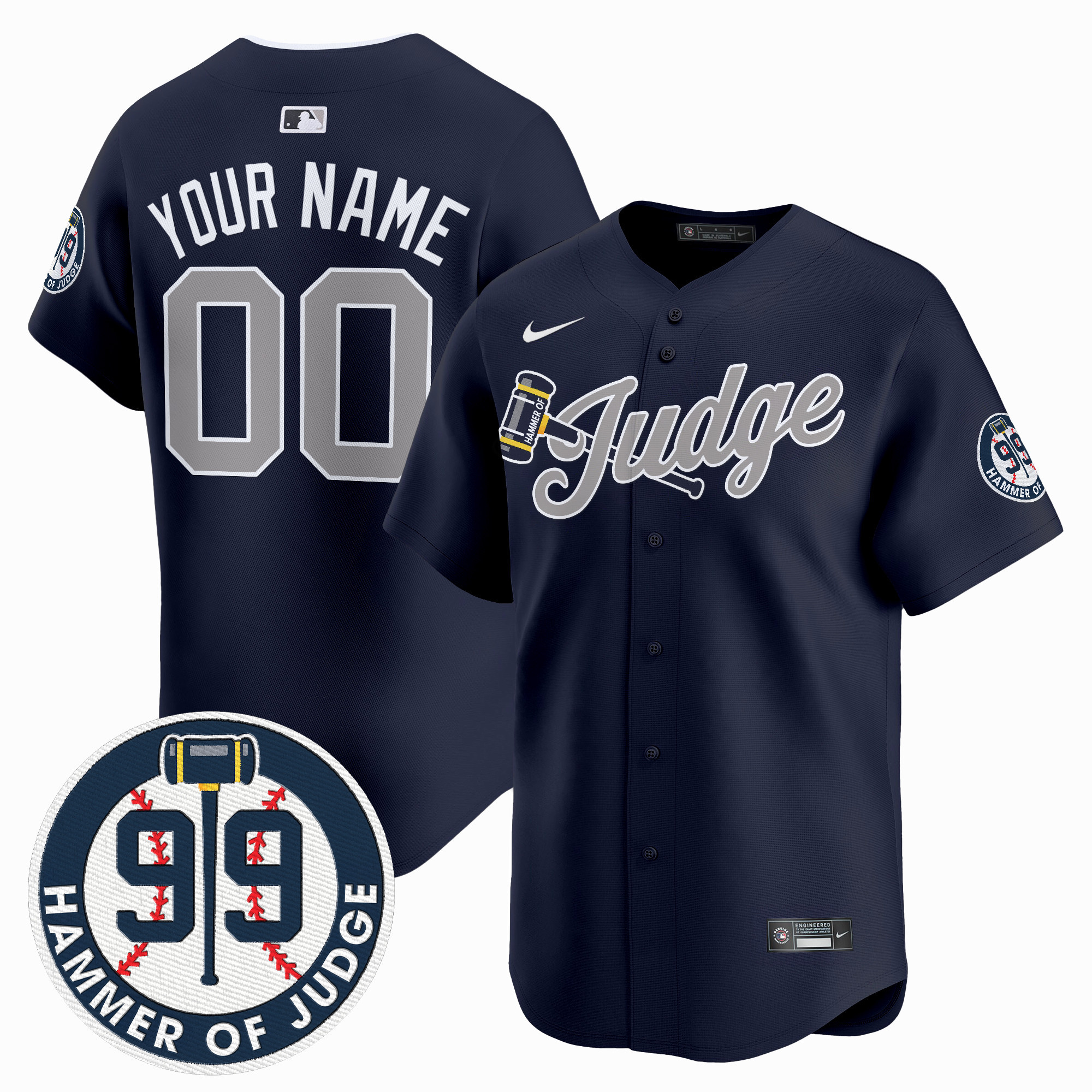 Men's Aaron Judge New York Yankees The Hammer Vapor Premier Limited Custom Navy Jersey - All Stitched