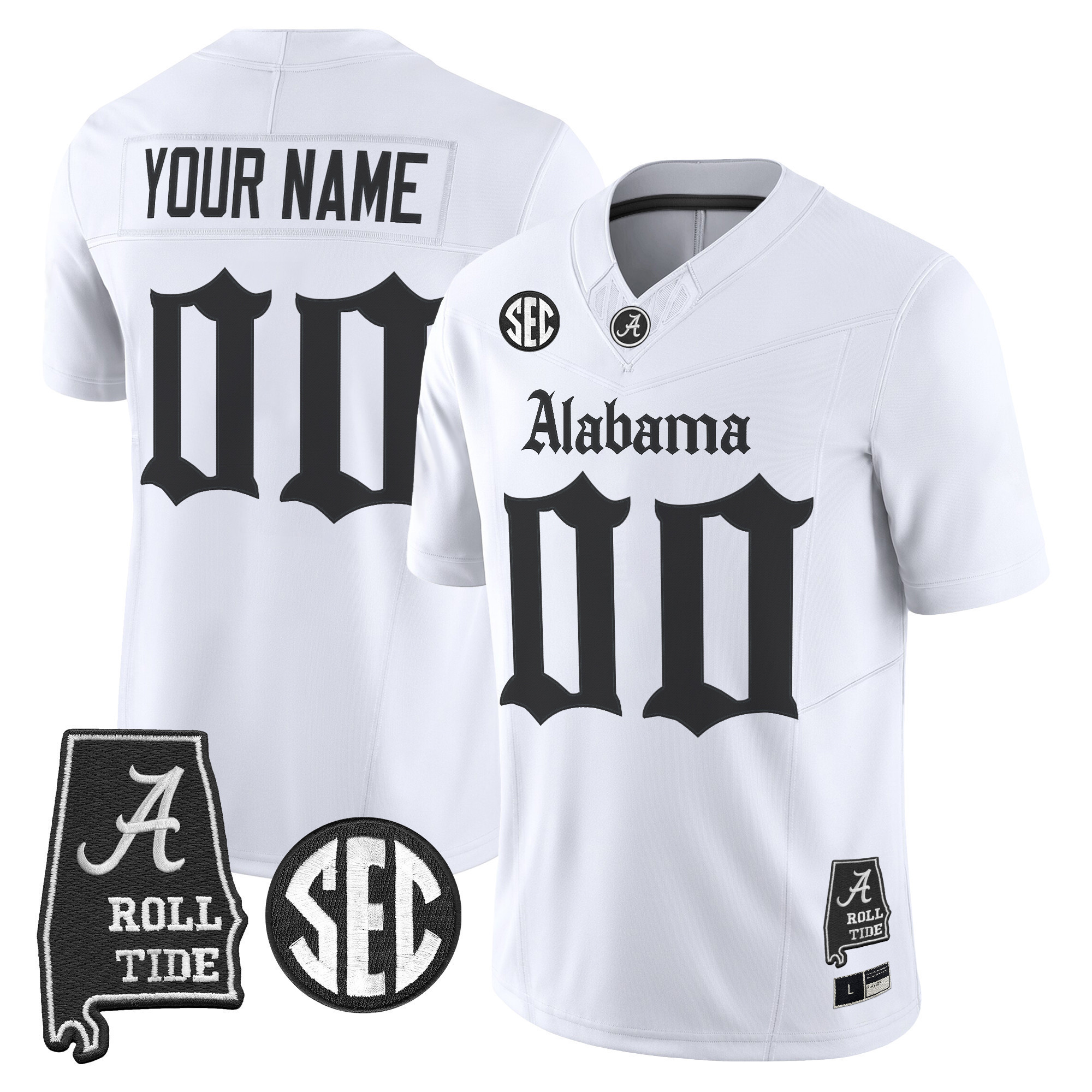 Men's Alabama Crimson Tide Gothic Edition Vapor Limited Custom White Jersey - Alabama Map - All Stitched