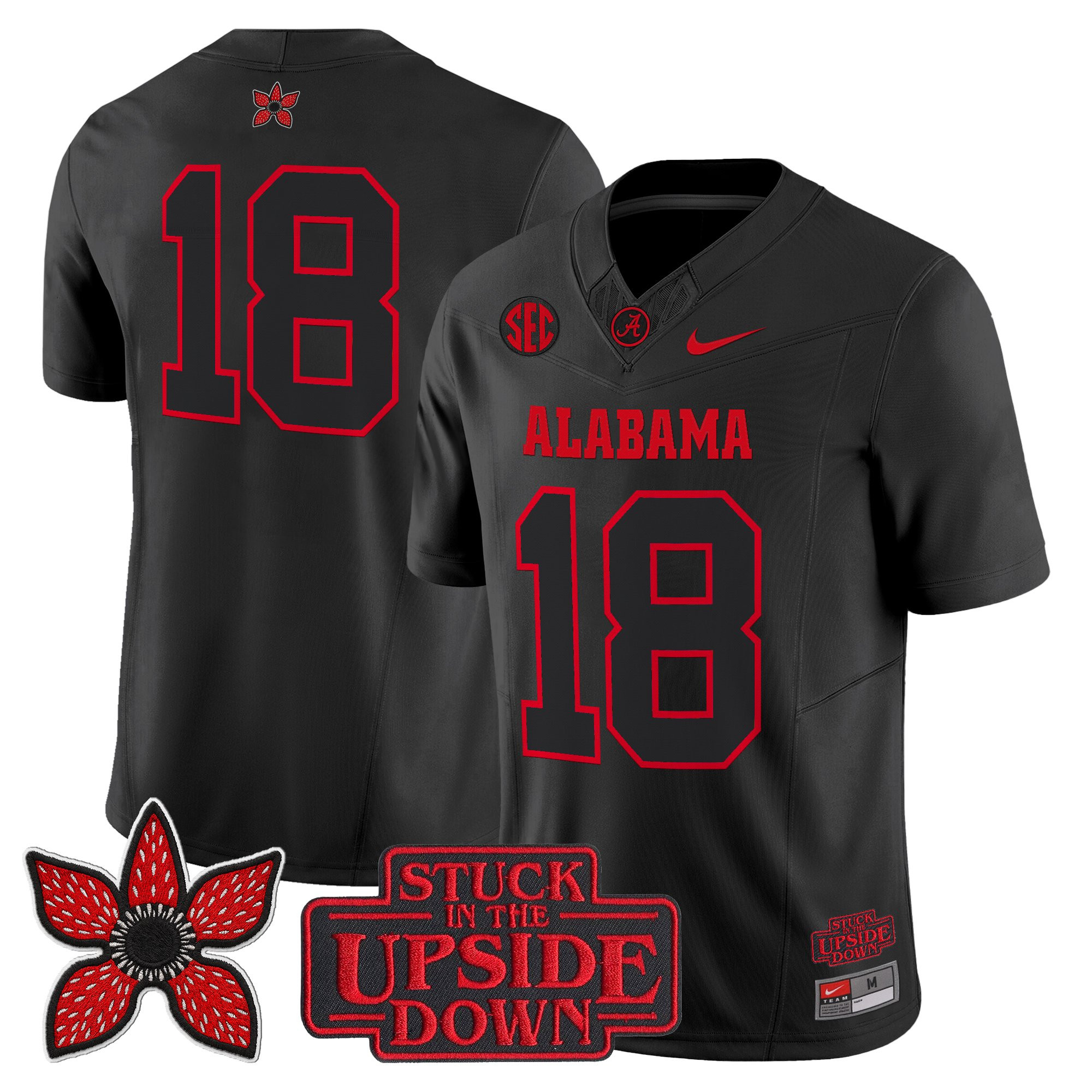 Men's Alabama Crimson Tide Stranger Things Edition Vapor Limited #18 Crimson Jersey - All Stitched