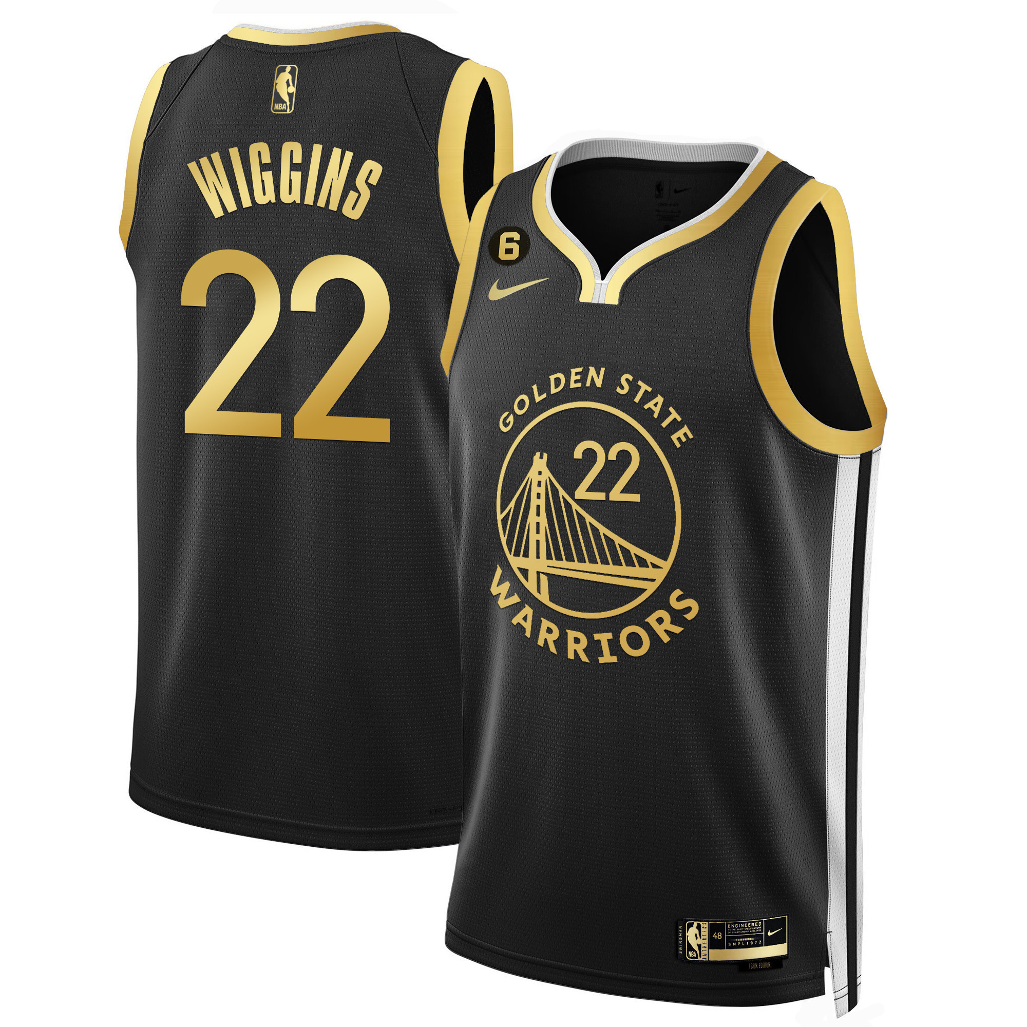 Men's Andrew Wiggins Golden State Warriors Icon Black Gold Jersey - All Stitched