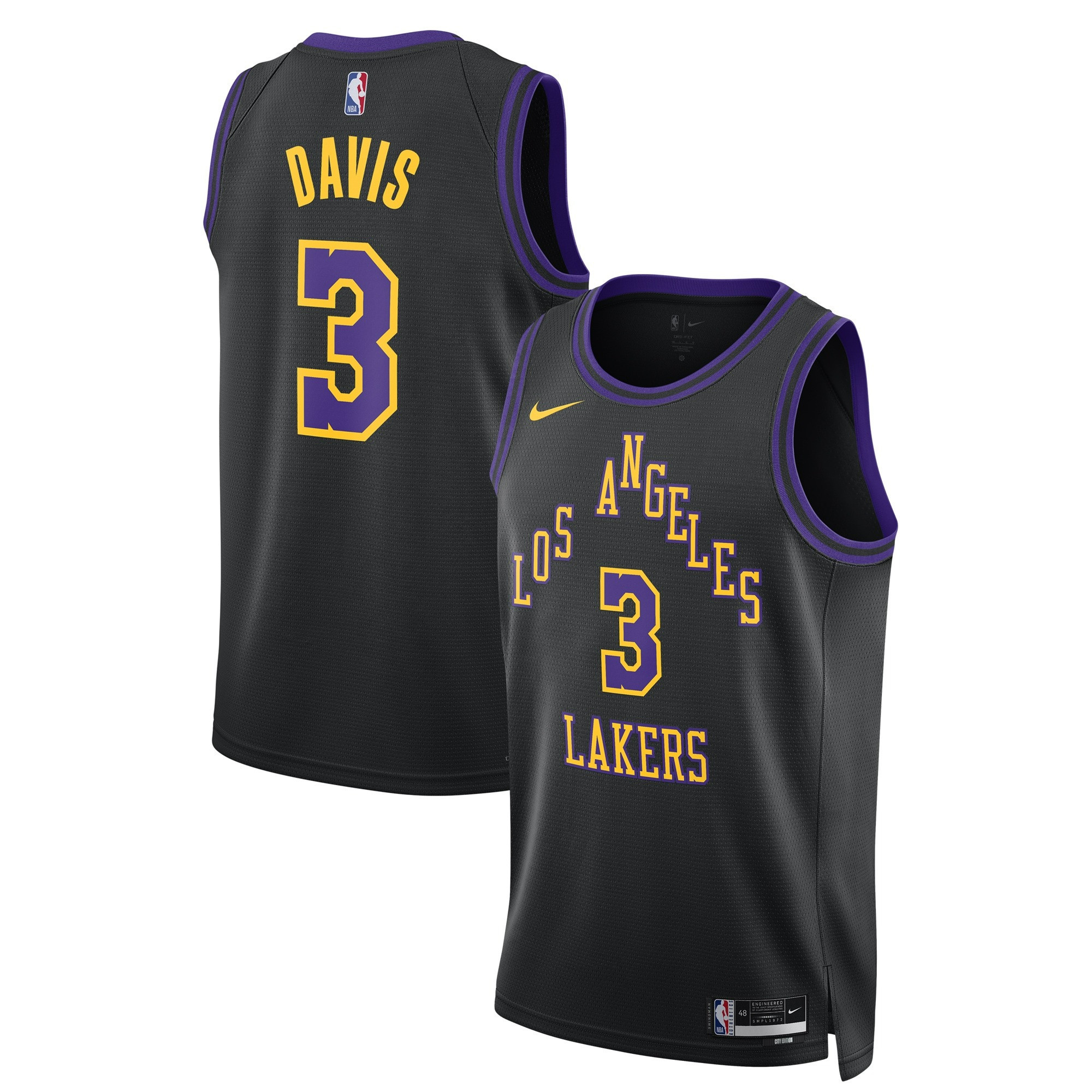Men's Anthony Davis Los Angeles Lakers 2023/24 Swingman City Edition Black Jersey - All Stitched