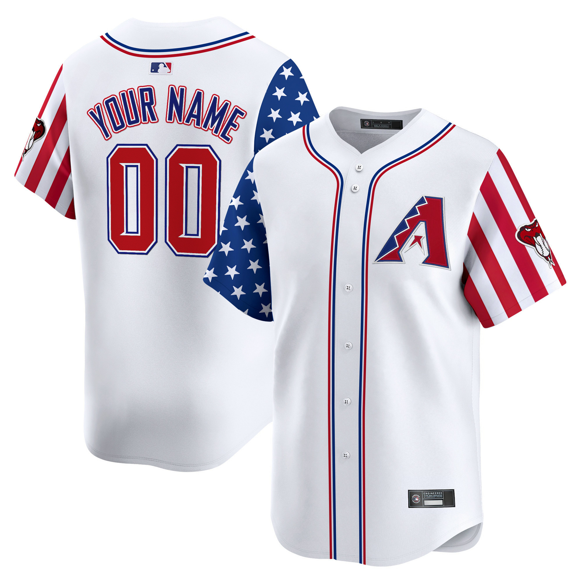 Men's Arizona Diamondbacks 2025 Independence Day Vapor Premier Limited Custom White Jersey - All Stitched