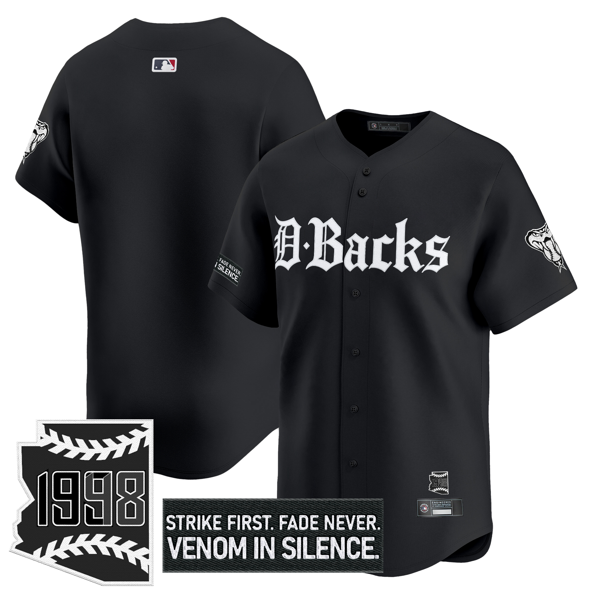 Men's Arizona Diamondbacks Gothic Desert Fang Edition Vapor Premier Limited Black Jersey V2 - All Stitched