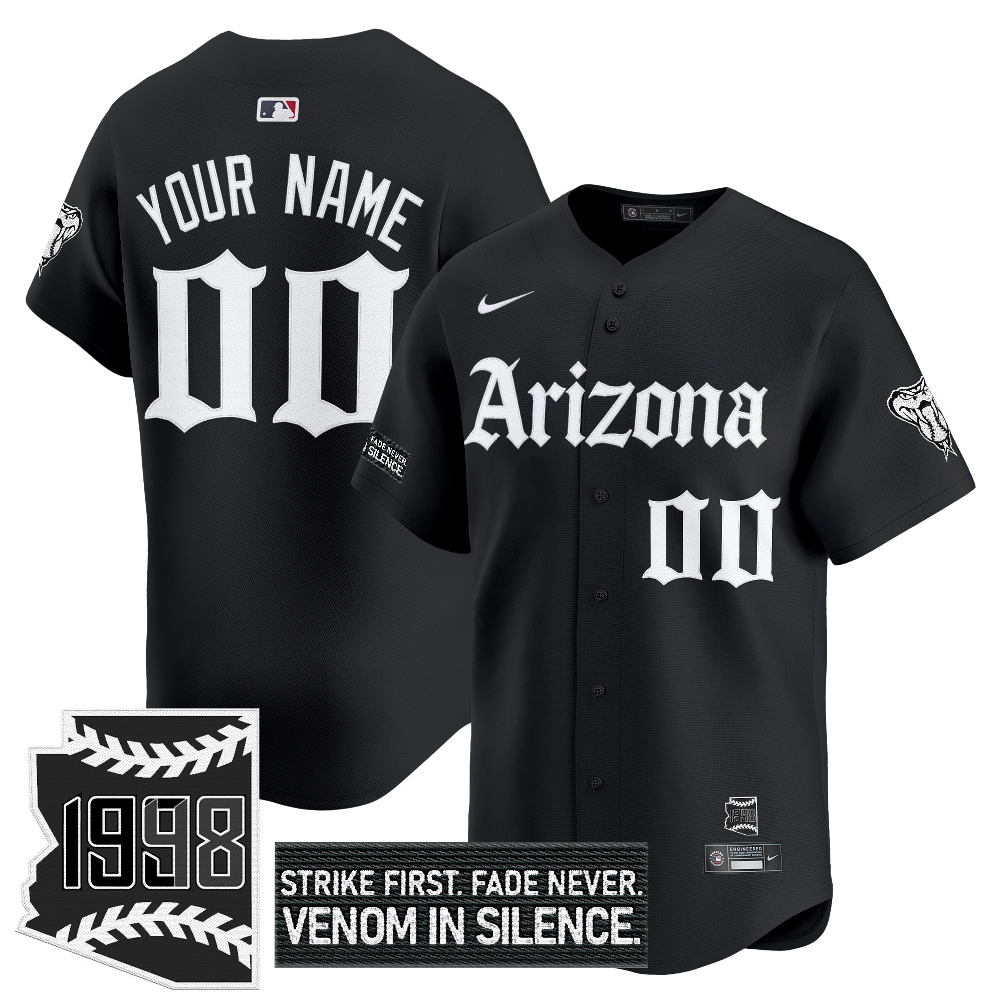 Men's Arizona Diamondbacks Gothic Desert Fang Edition Vapor Premier Limited Custom Black Jersey - All Stitched