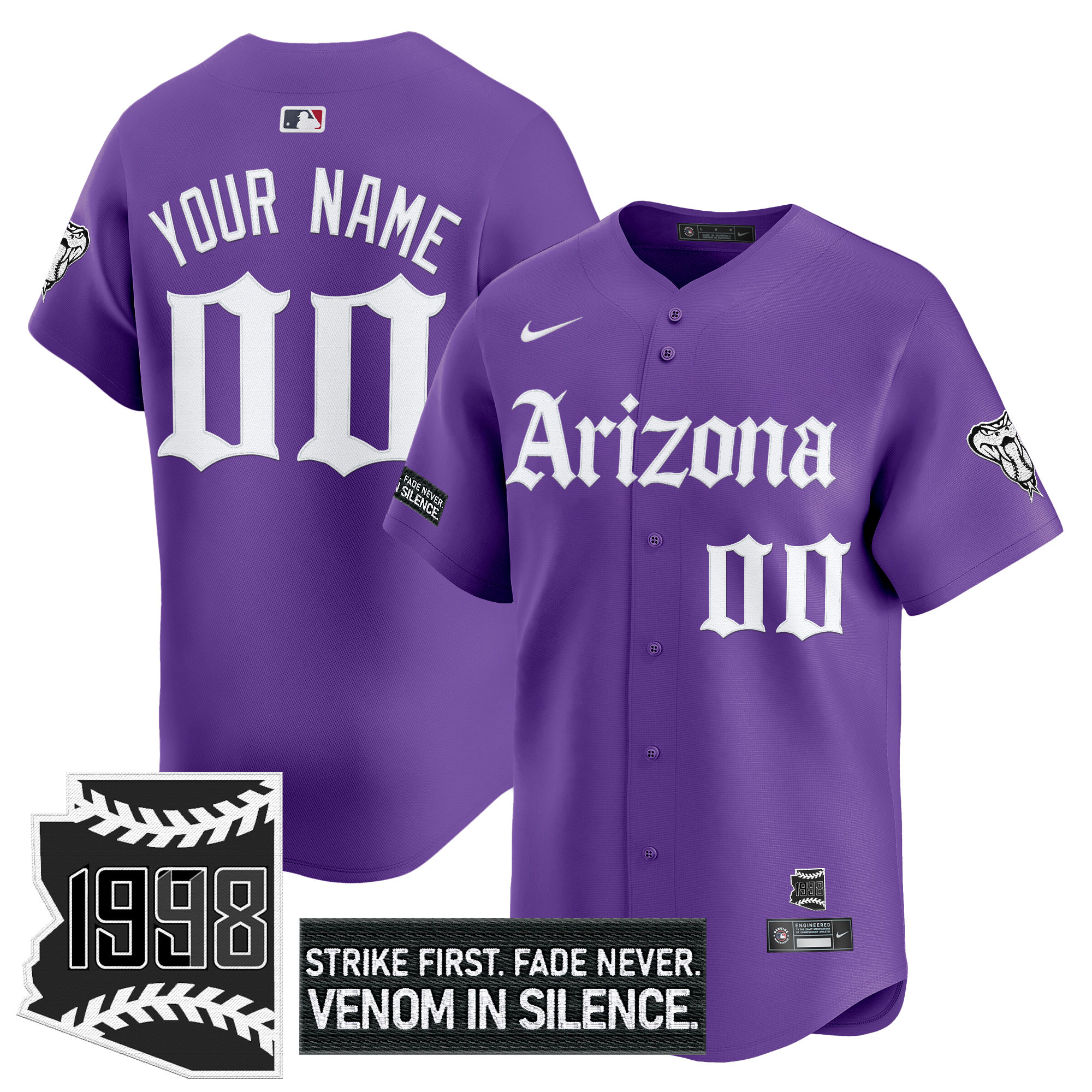 Men's Arizona Diamondbacks Gothic Desert Fang Edition Vapor Premier Limited Custom Purple Jersey - All Stitched