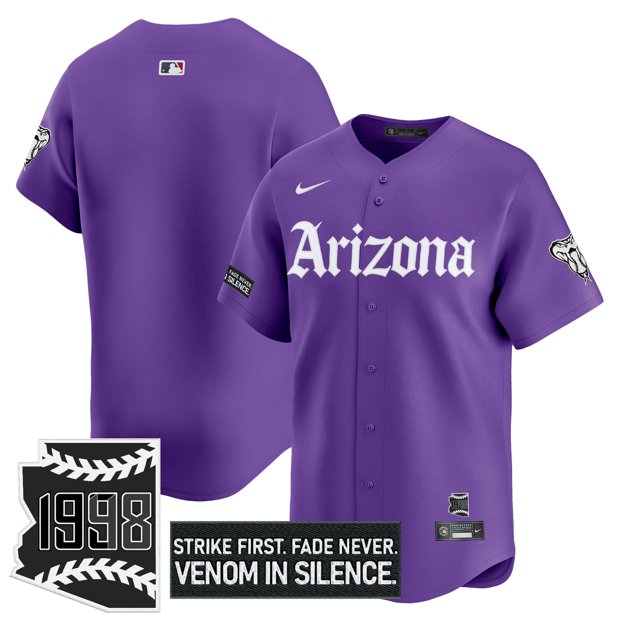 Men's Arizona Diamondbacks Gothic Desert Fang Edition Vapor Premier Limited Purple Jersey - All Stitched