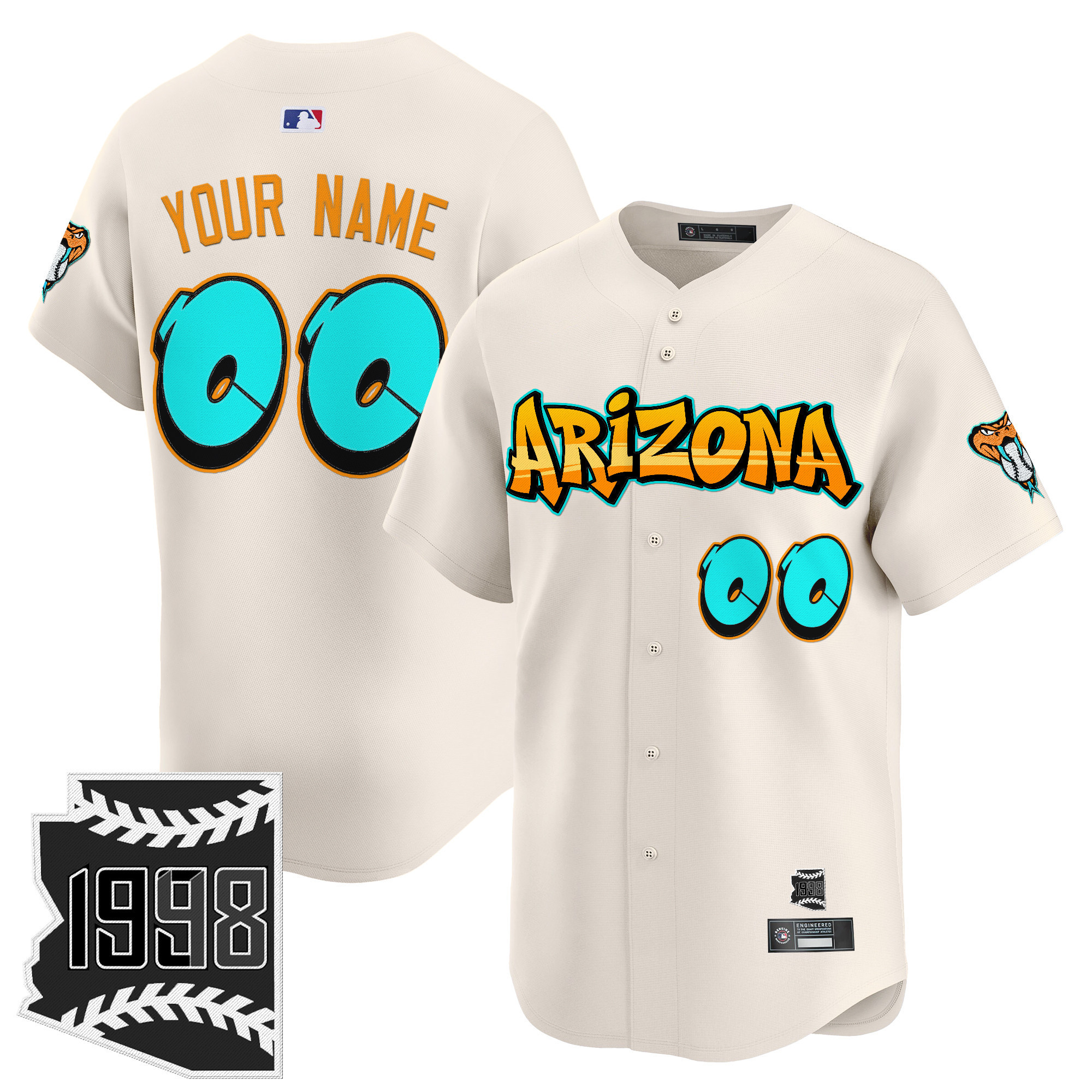 Men's Arizona Diamondbacks 'Graffiti Desert Ink Edition Vapor Premier Limited Custom Cream Jersey - All Stitched