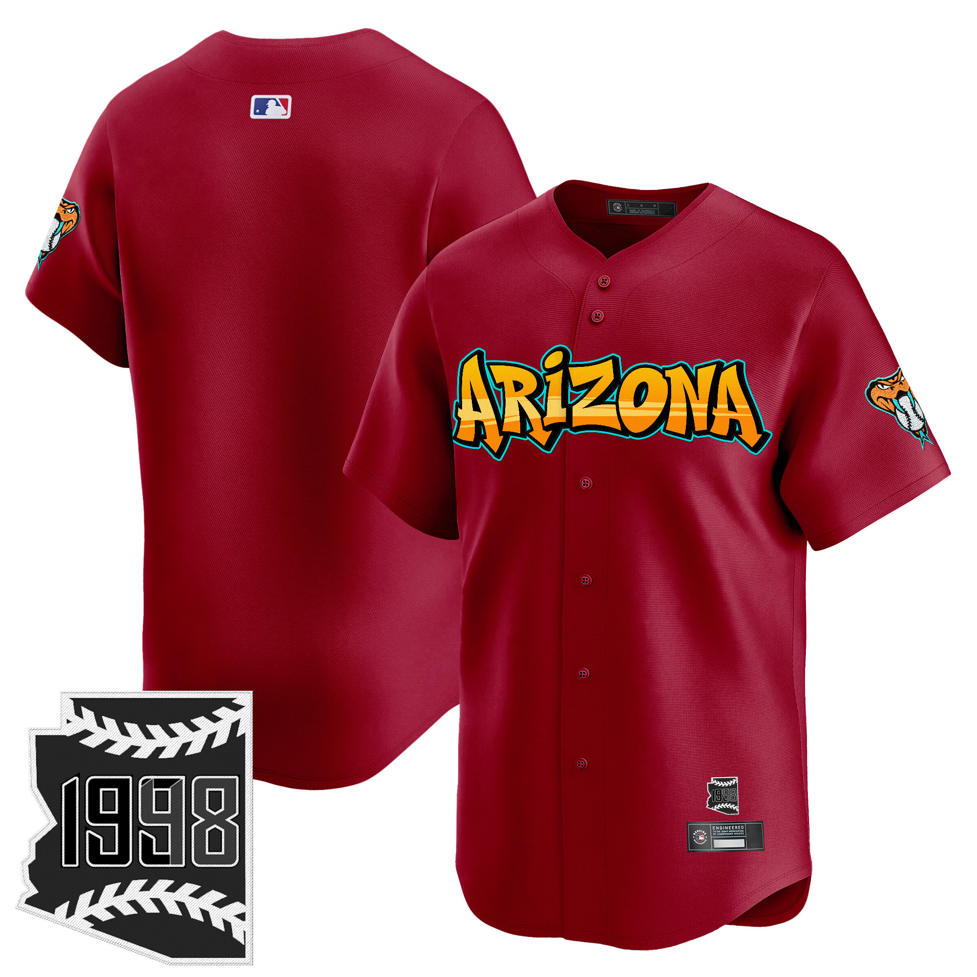 Men's Arizona Diamondbacks Graffiti Desert Ink Edition Vapor Premier Limited Red Jersey - All Stitched