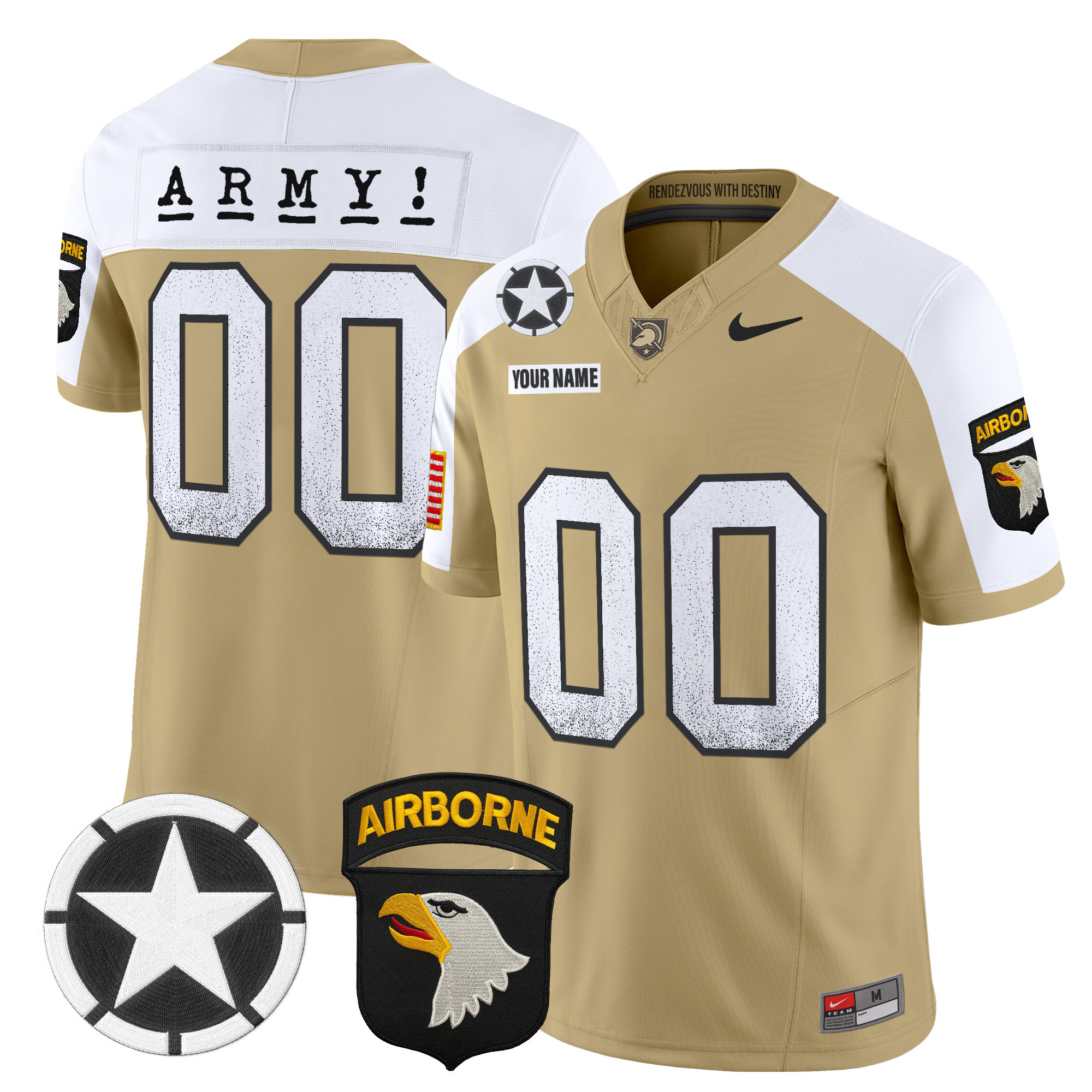 Men's Army Black Knights 2025 Screaming Eagles Vapor Limited Custom Tan Alternate Jersey - All Stitched