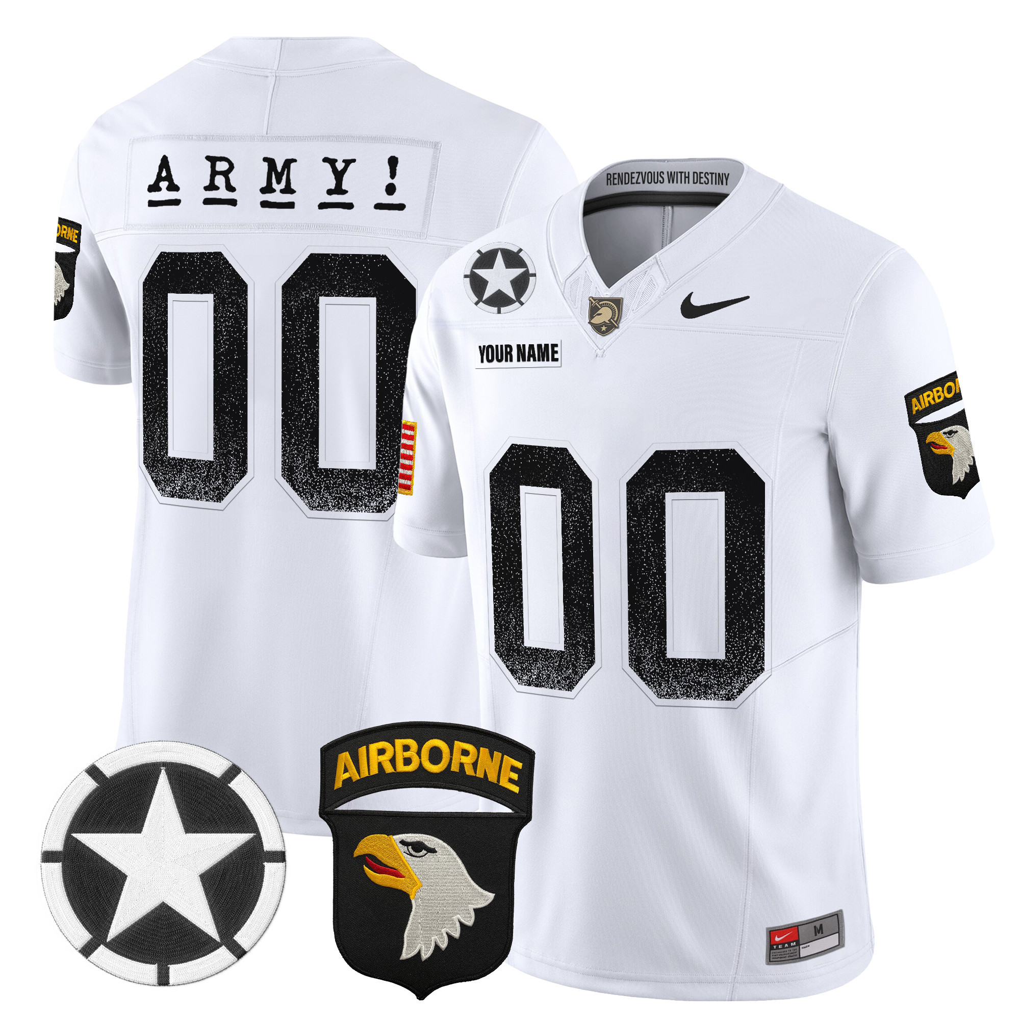 Men's Army Black Knights 2025 Screaming Eagles Vapor Limited Custom White Jersey - All Stitched
