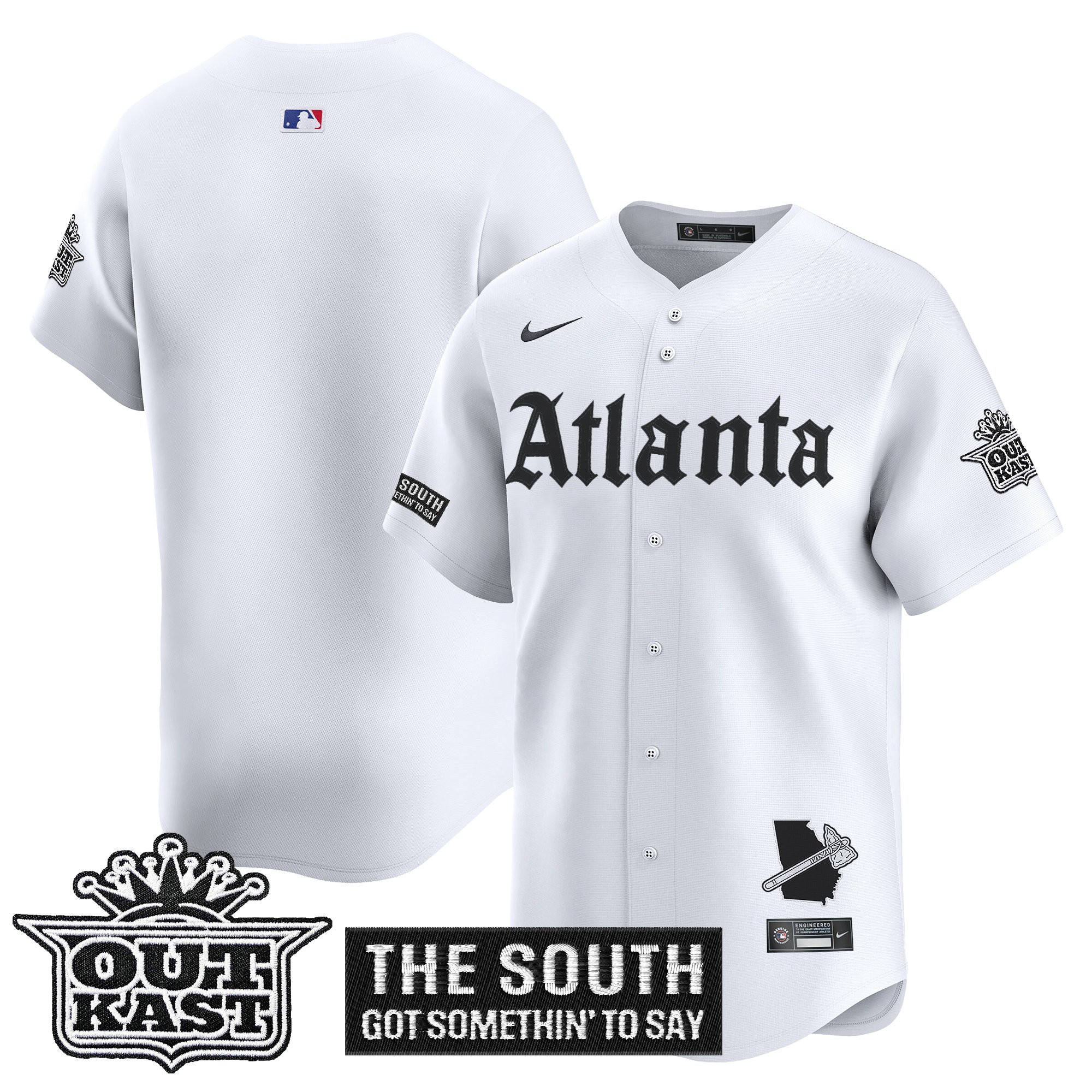 Men's Atlanta Braves Gothic South x Outkast Edition Vapor Premier Limited White Jersey - All Stitched