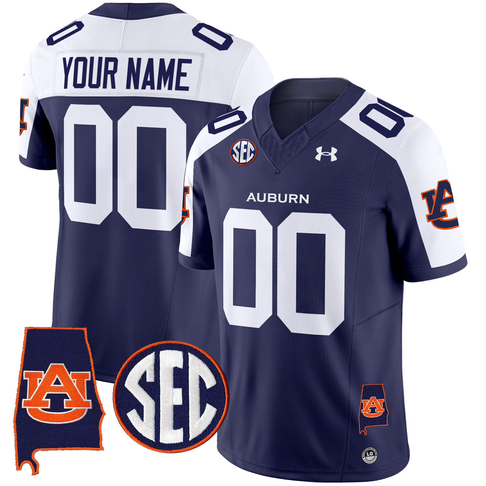 Men's Auburn Tigers 2025 Alabama Patch Vapor Limited Custom Navy Alternate Jersey - All Stitched