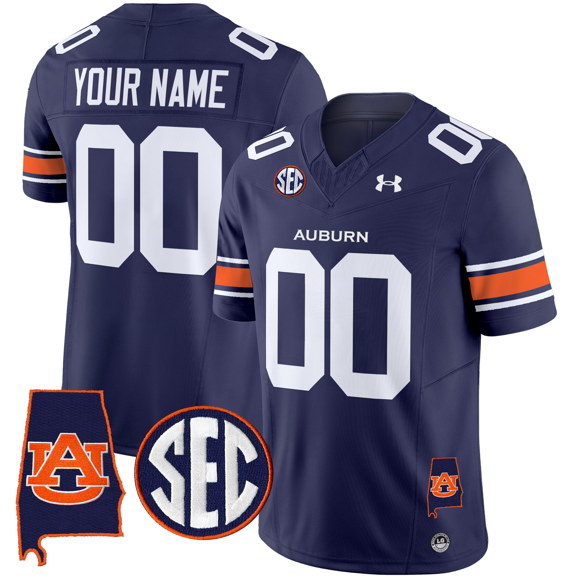 Men's Auburn Tigers 2025 Alabama Patch Vapor Limited Custom Navy Jersey - All Stitched