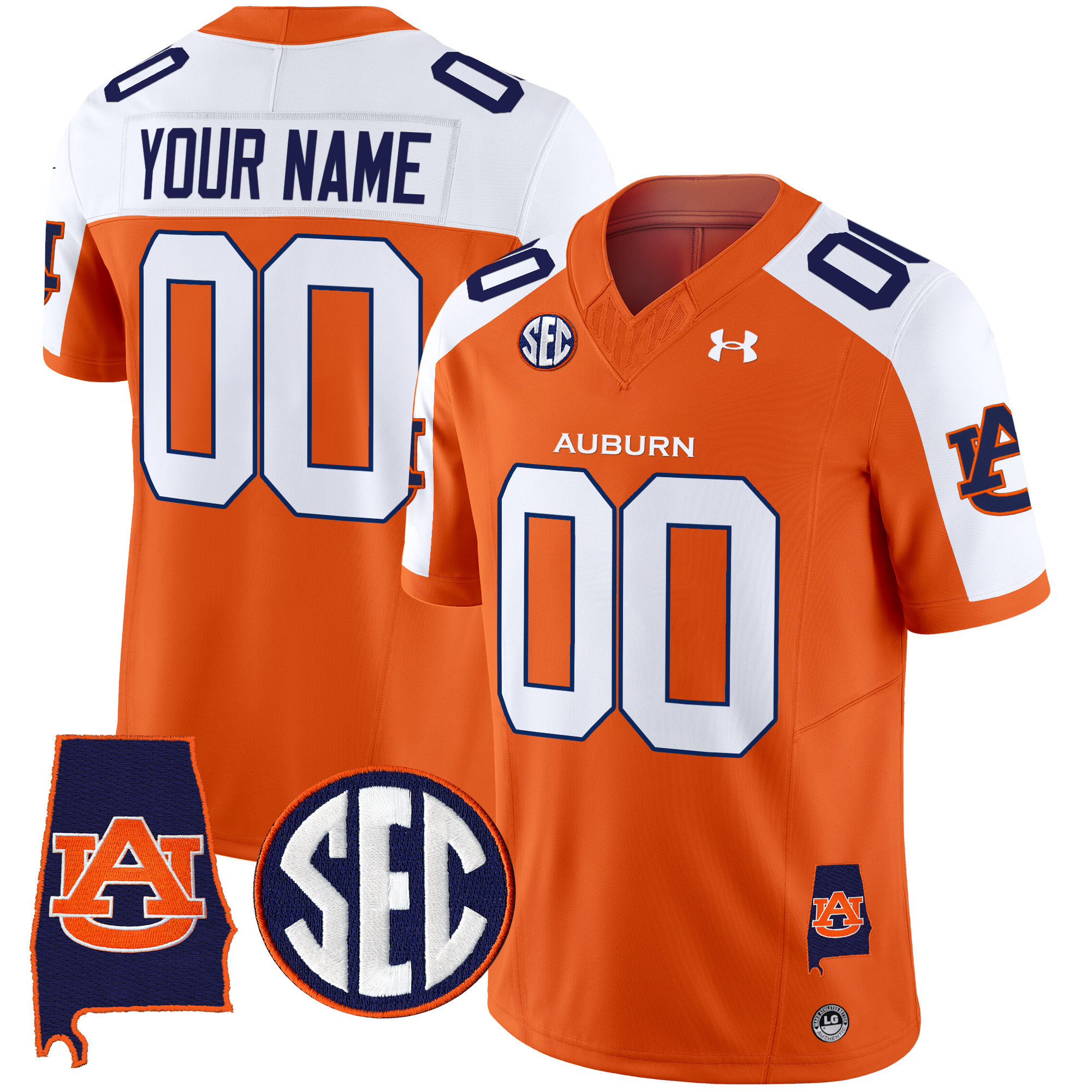 Men's Auburn Tigers 2025 Alabama Patch Vapor Limited Custom Orange Alternate Jersey - All Stitched