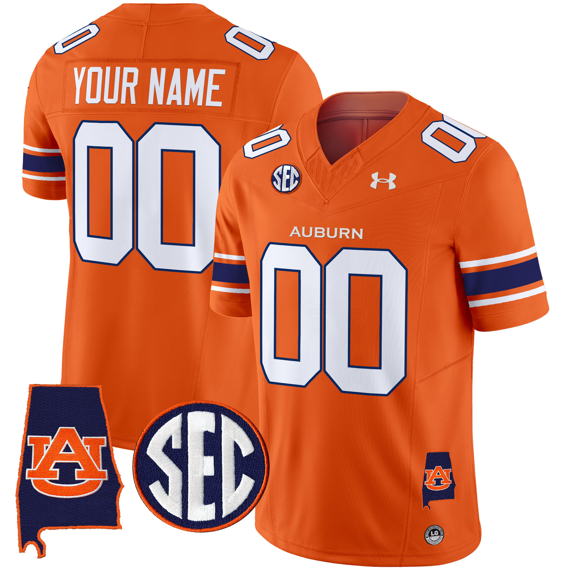 Men's Auburn Tigers 2025 Alabama Patch Vapor Limited Custom Orange Jersey - All Stitched