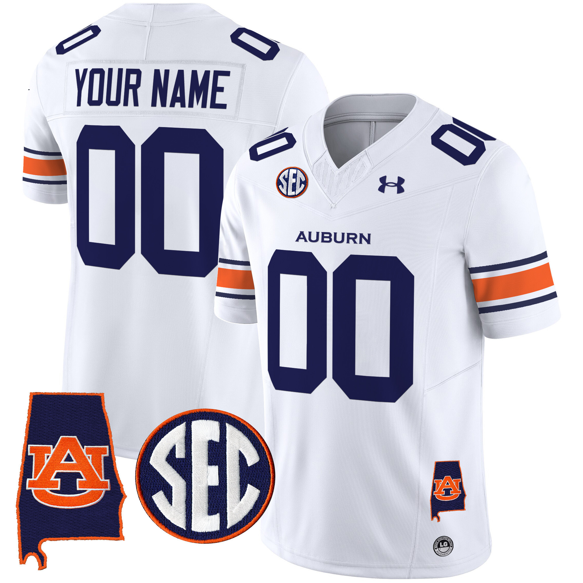 Men's Auburn Tigers 2025 Alabama Patch Vapor Limited Custom White Jersey - All Stitched