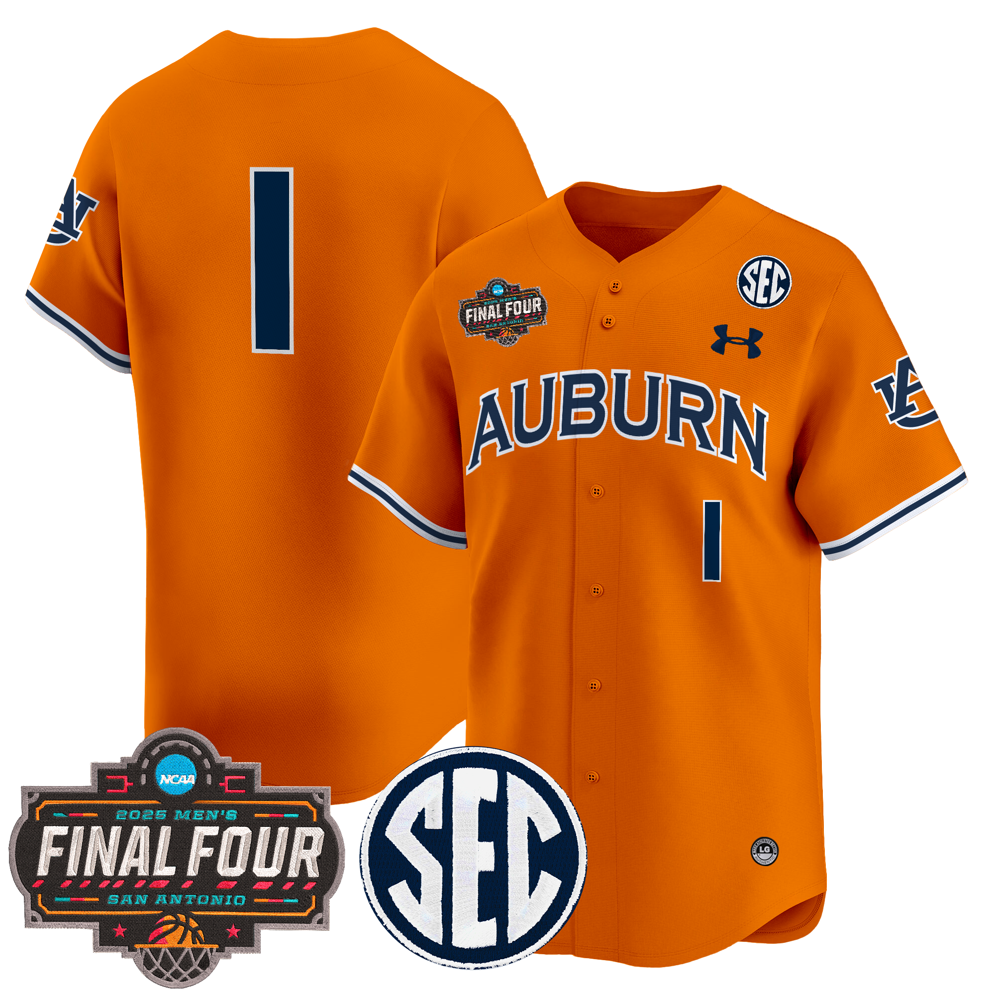 Men's Auburn Tigers 2025 Final Four Patch Vapor Baseball Orange Jersey - All Stitched