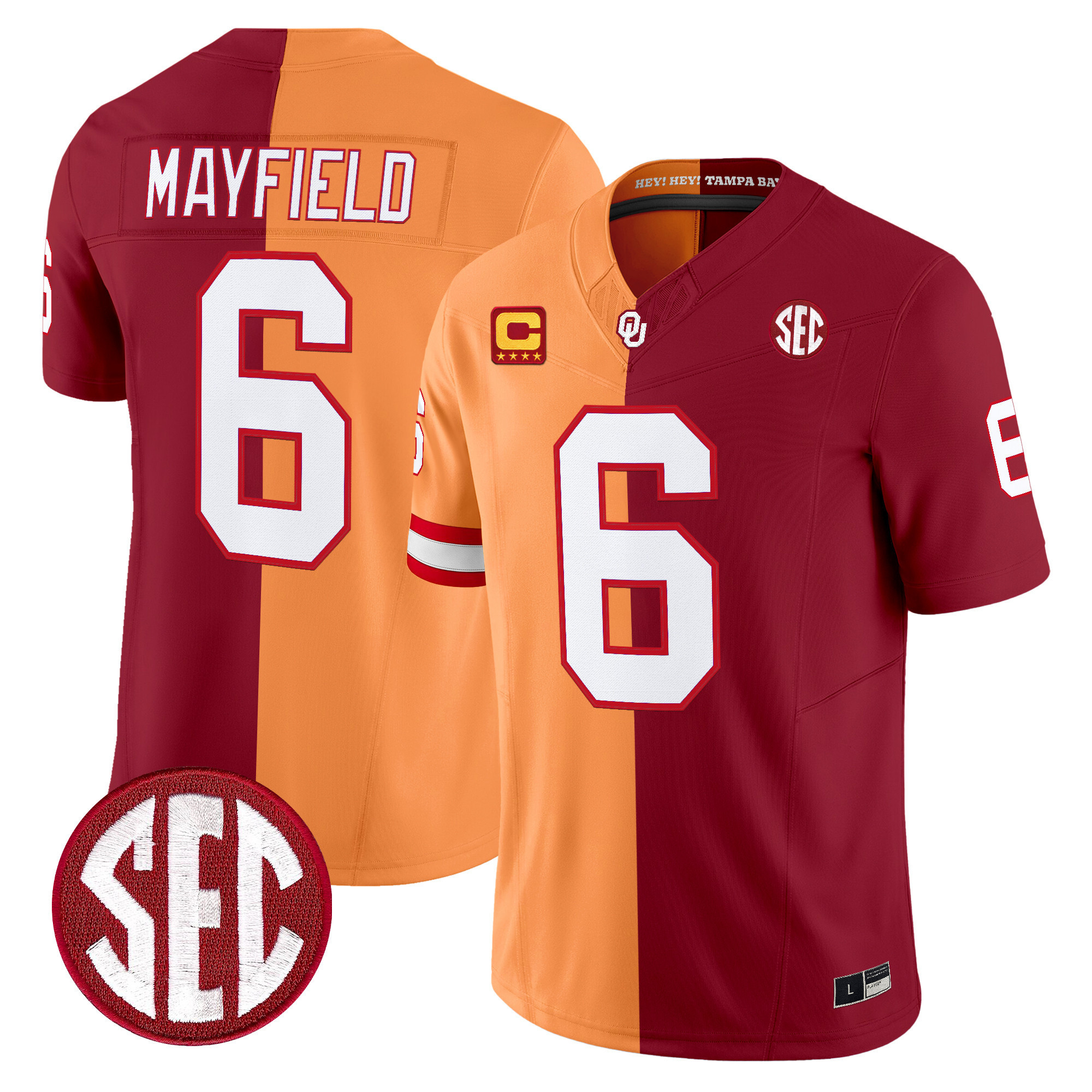 Men's Baker Mayfield Tampa Bay Buccaneers Split Vapor Limited Creamsicle-Okla Jersey - All Stitched