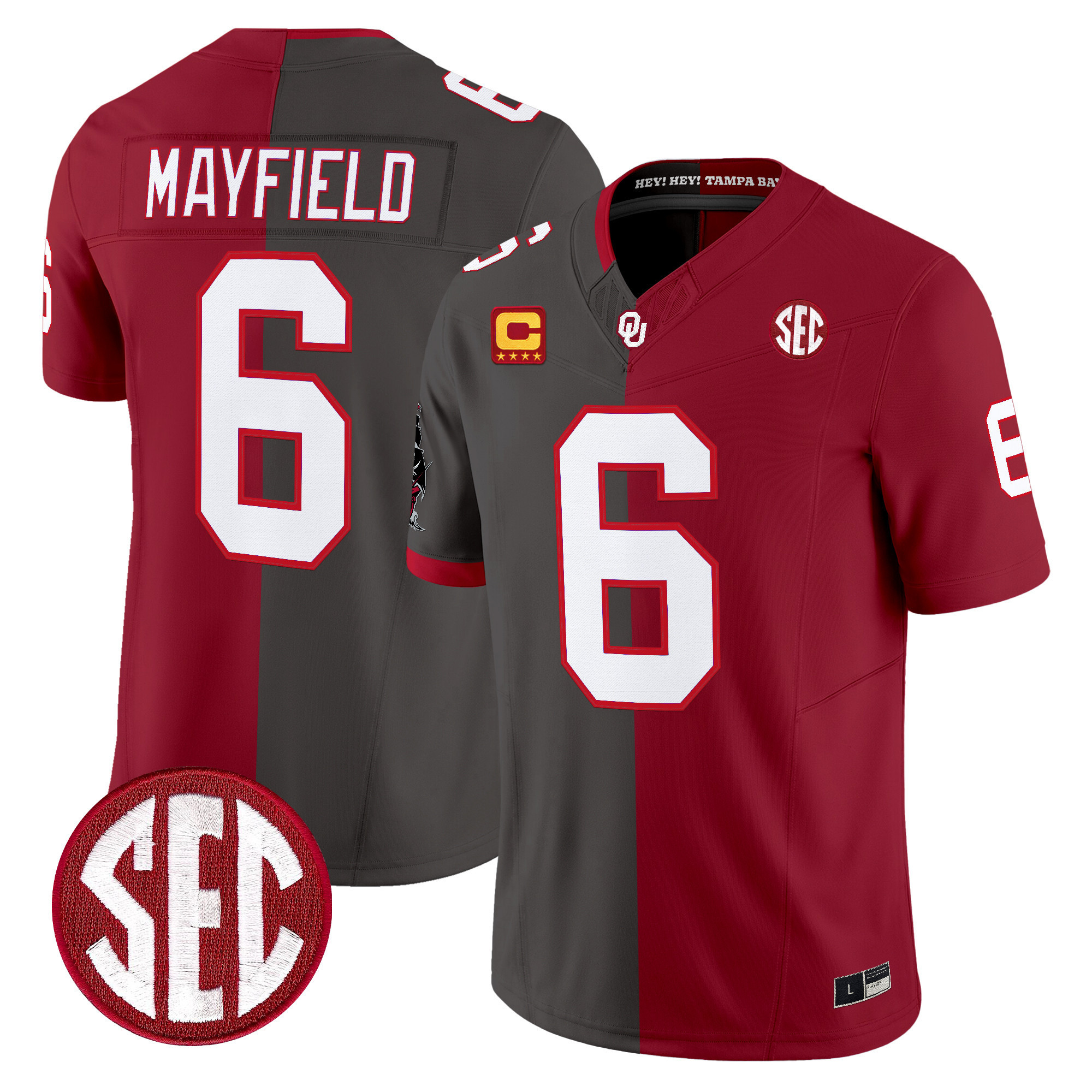 Men's Baker Mayfield Tampa Bay Buccaneers Split Vapor Limited Pewter-Okla Jersey - All Stitched