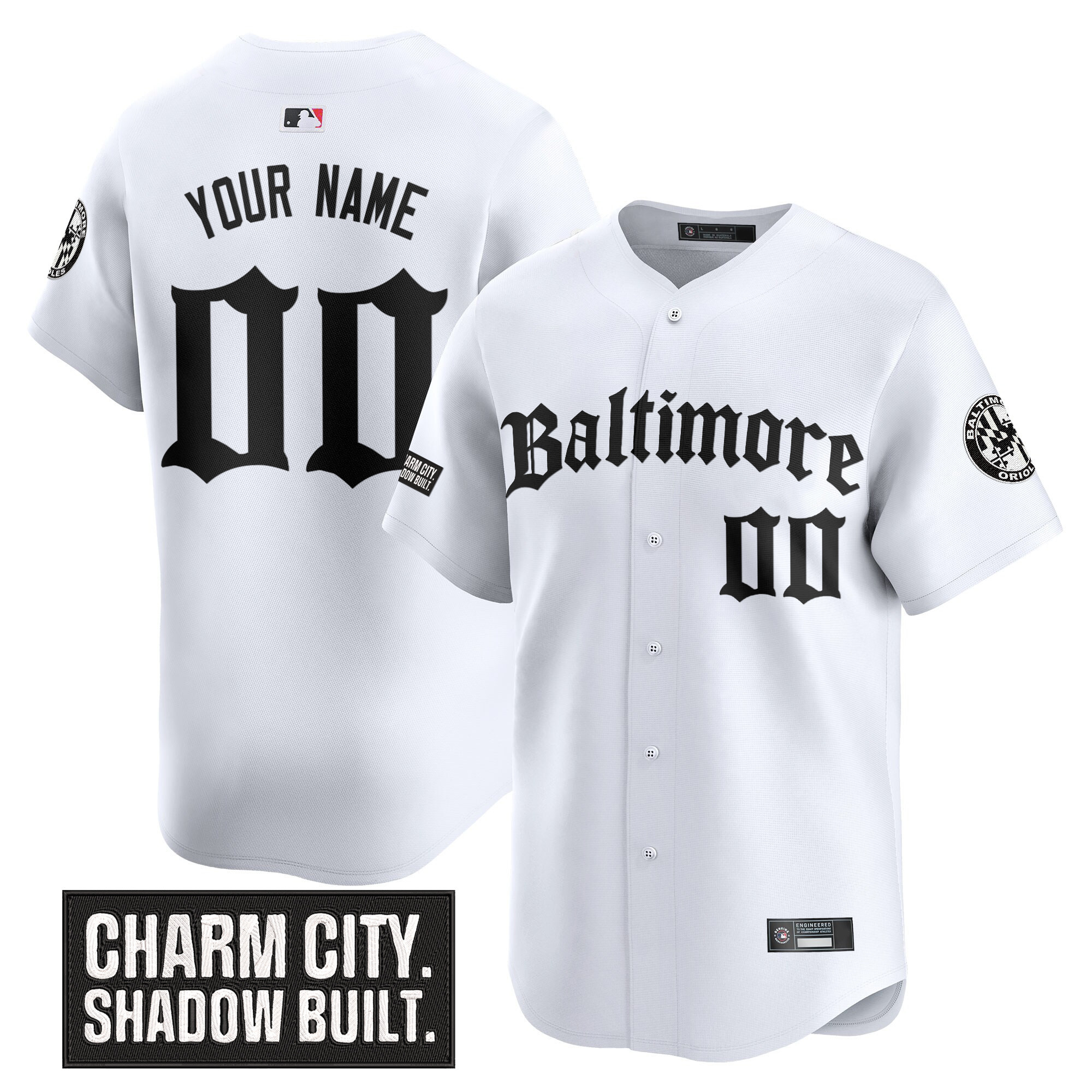Men's Baltimore Orioles Gothic Harbor Edition Vapor Premier Limited Custom White Jersey - All Stitched