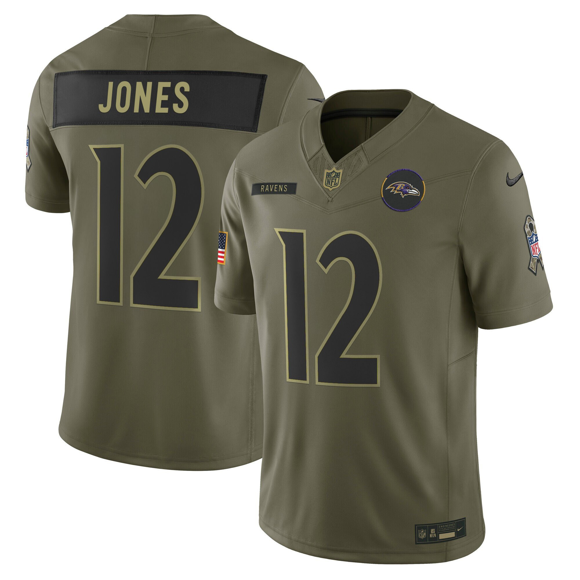 Men's Baltimore Ravens 2025 Salute to Service Vapor Limited Jacoby Jones Jersey - All Stitched