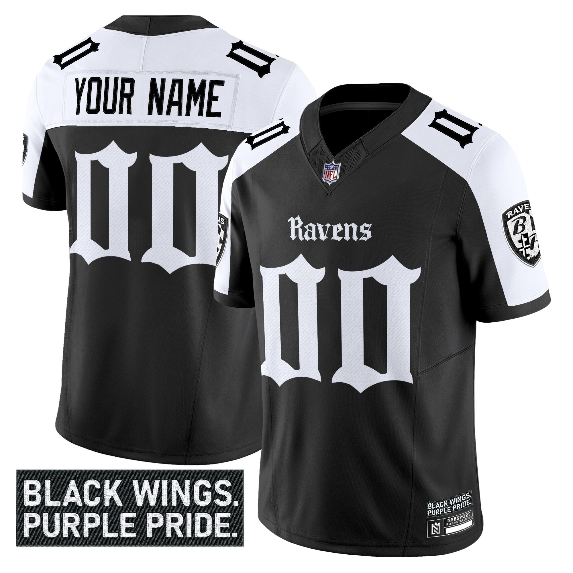 Men's Baltimore Ravens Gothic Nevermore Edition Vapor Limited Custom Alternate Jersey - All Stitched