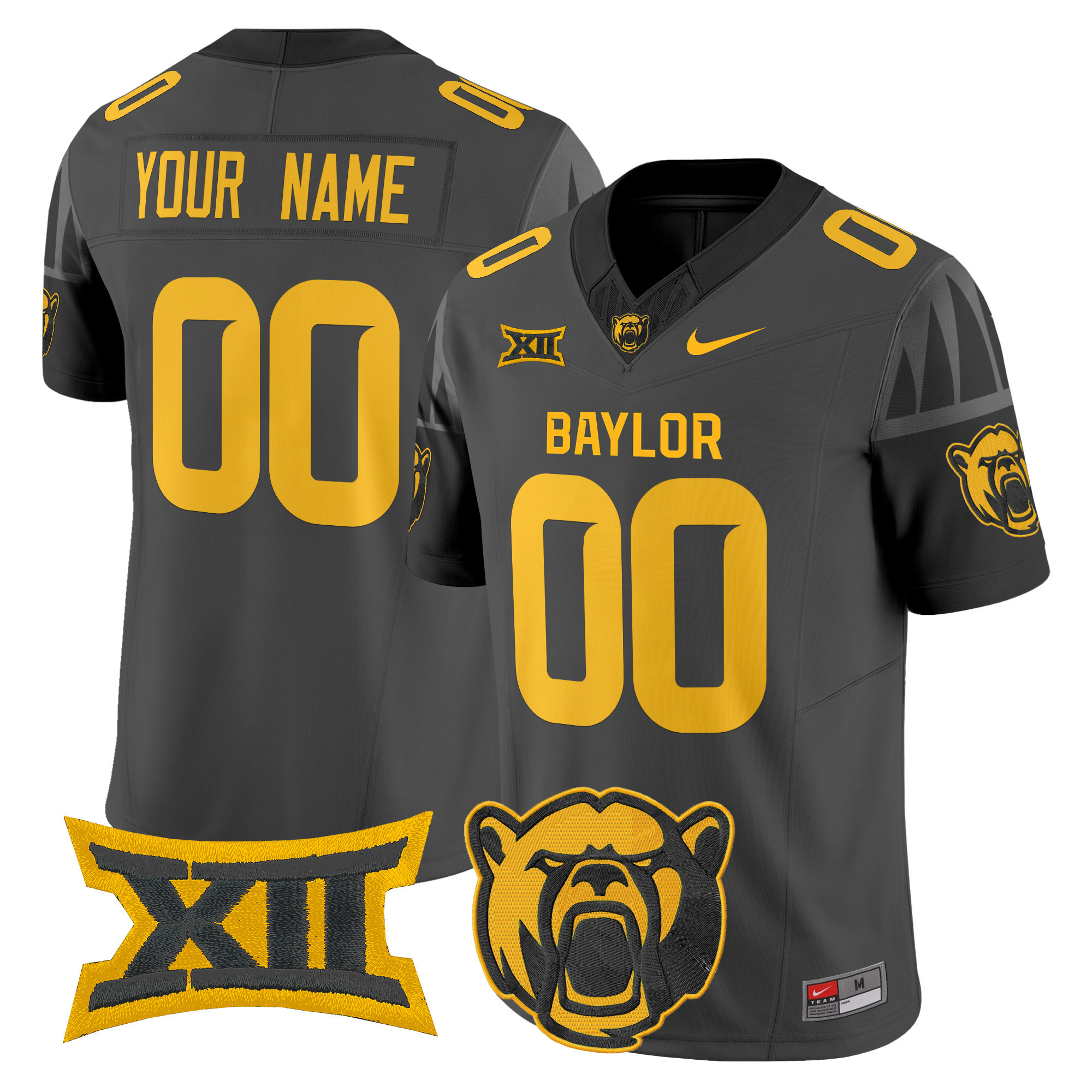 Men's Baylor Bears 2025 Vapor Limited Custom Black Jersey V2 - All Stitched