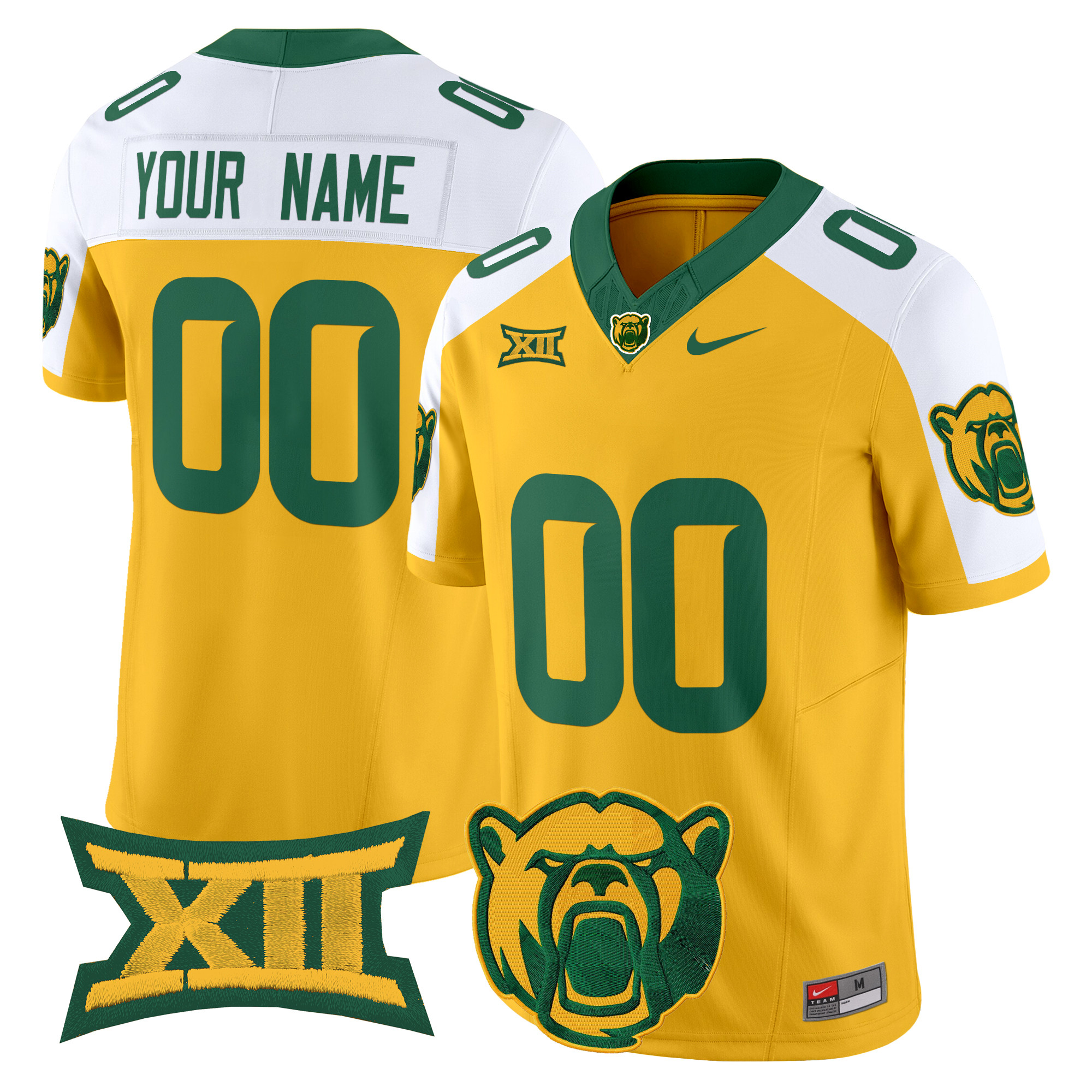 Men's Baylor Bears 2025 Vapor Limited Custom Gold Alternate Jersey - All Stitched