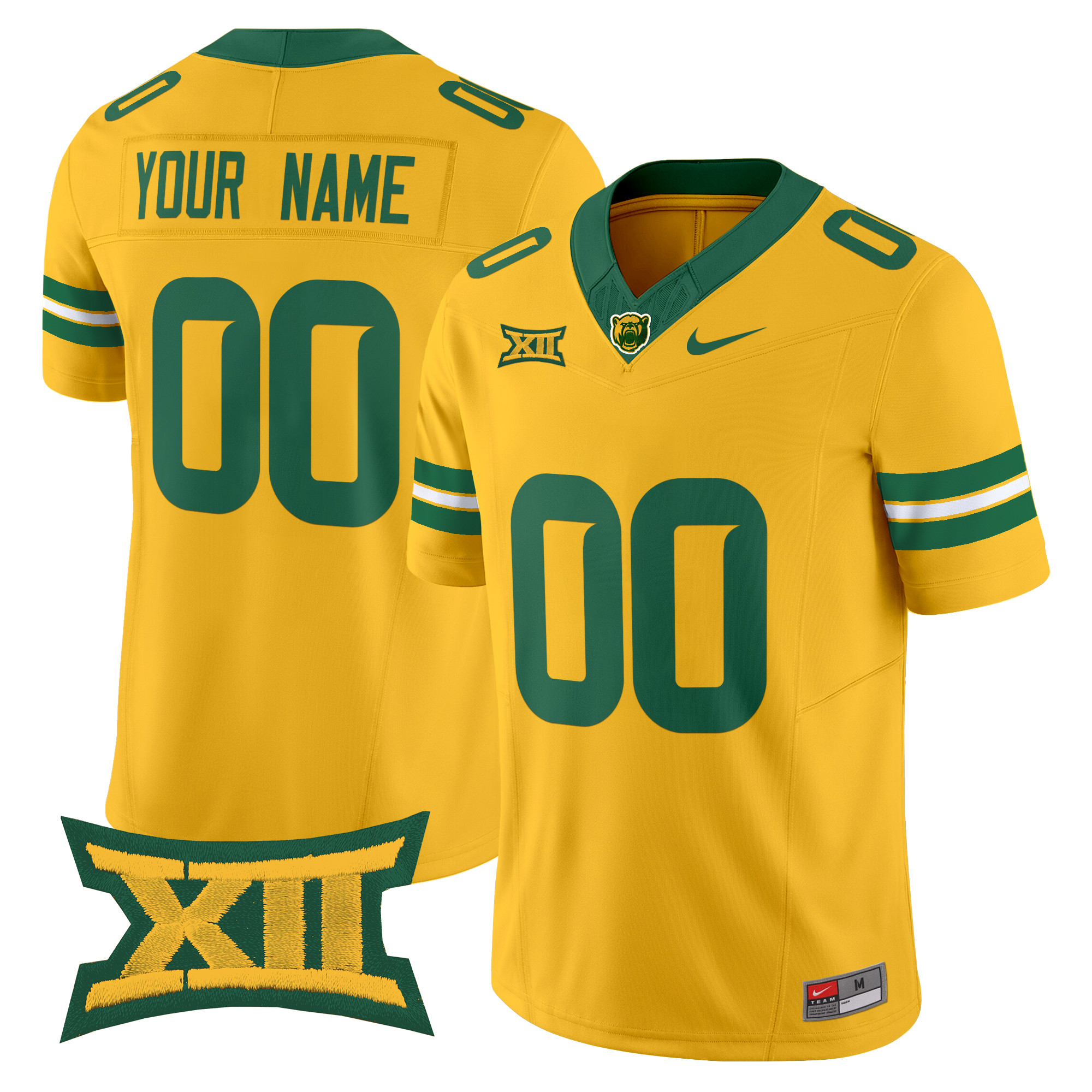 Men's Baylor Bears 2025 Vapor Limited Custom Gold Jersey - All Stitched
