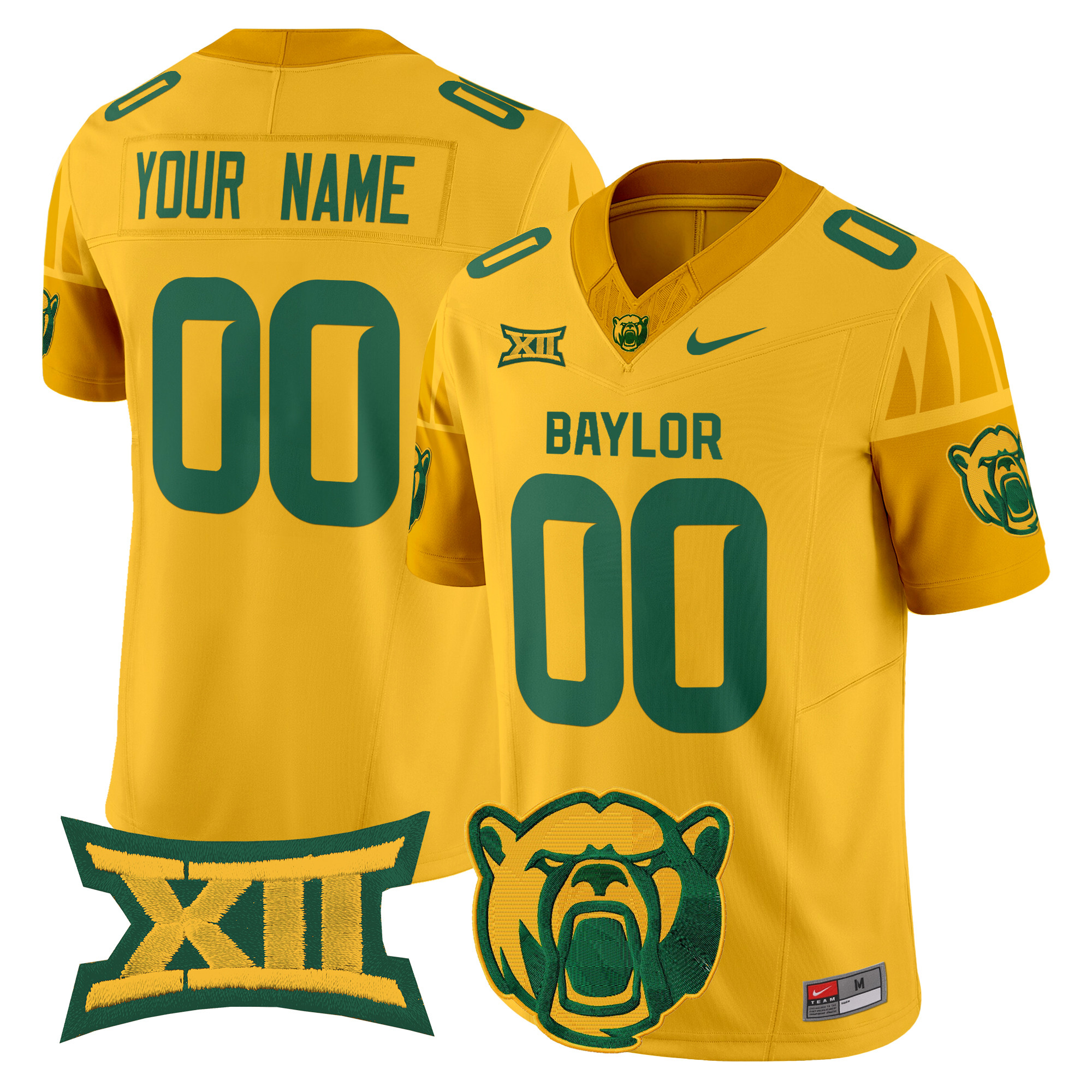 Men's Baylor Bears 2025 Vapor Limited Custom Gold Jersey V2 - All Stitched