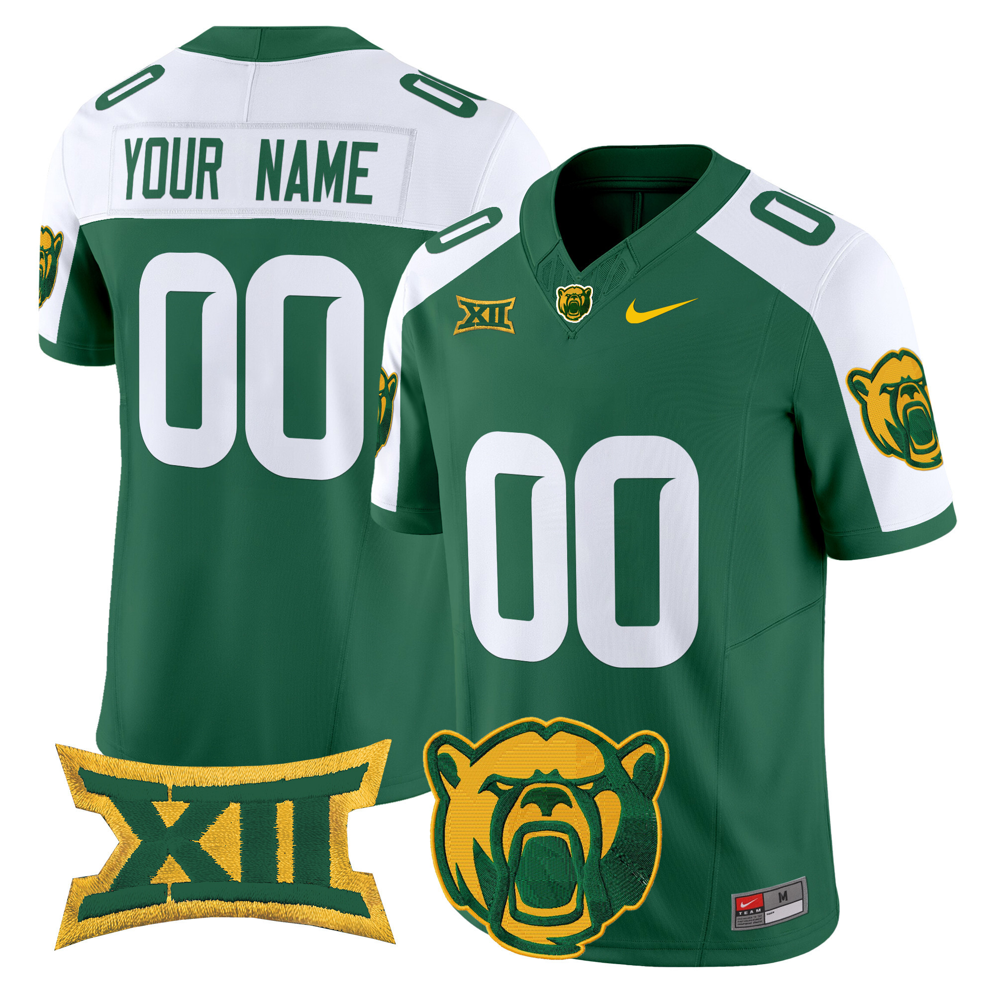 Men's Baylor Bears 2025 Vapor Limited Custom Green Alternate Jersey - All Stitched
