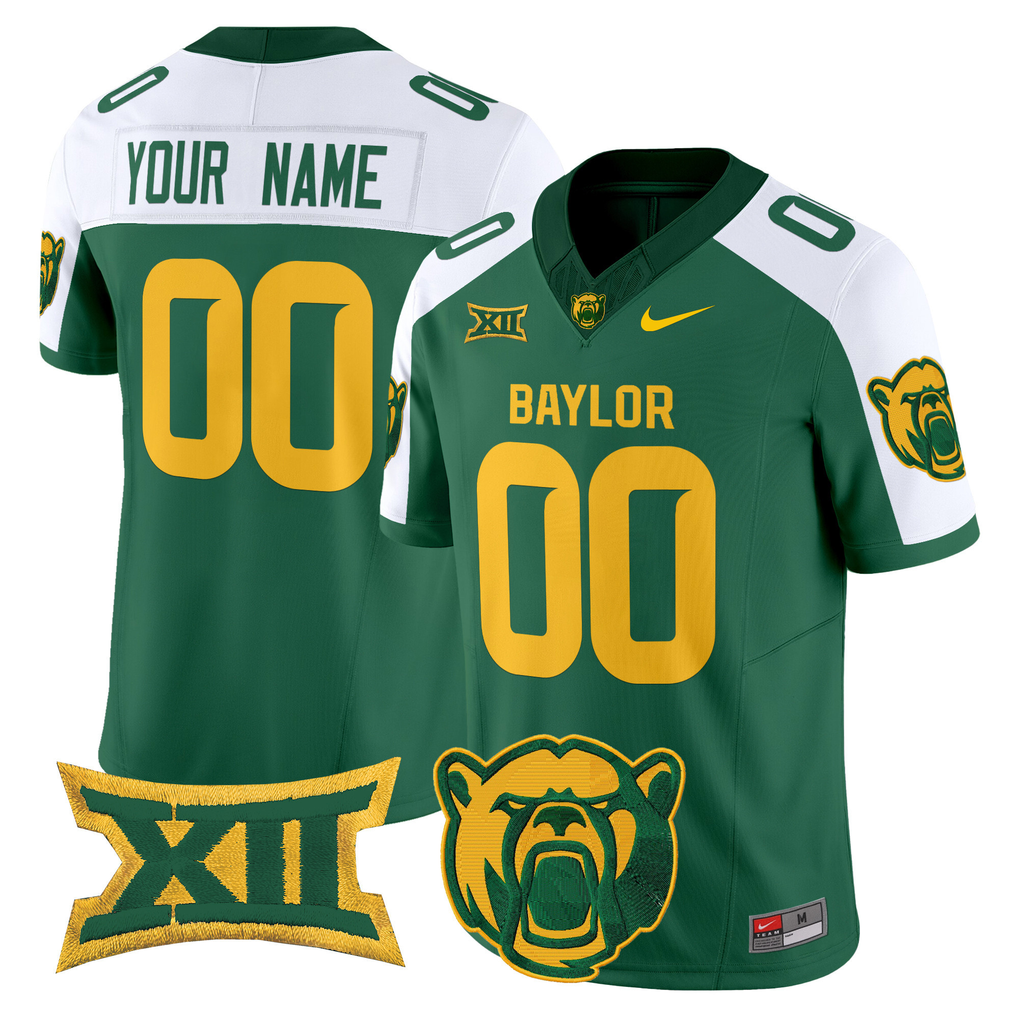 Men's Baylor Bears 2025 Vapor Limited Custom Green Alternate Jersey V2 - All Stitched