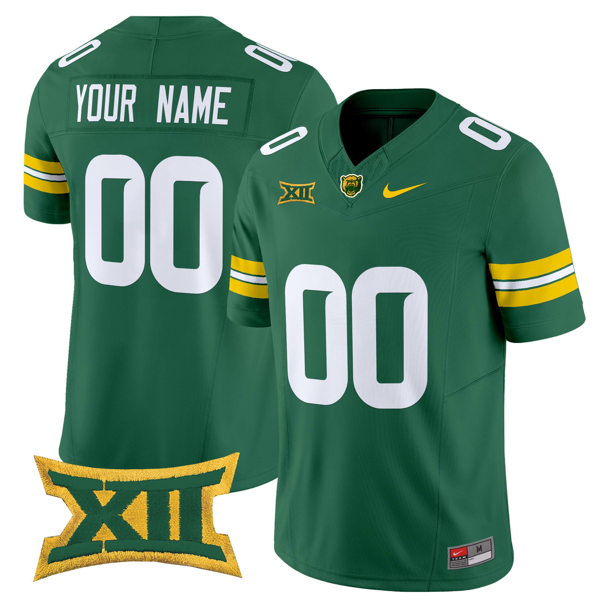 Men's Baylor Bears 2025 Vapor Limited Custom Green Jersey - All Stitched